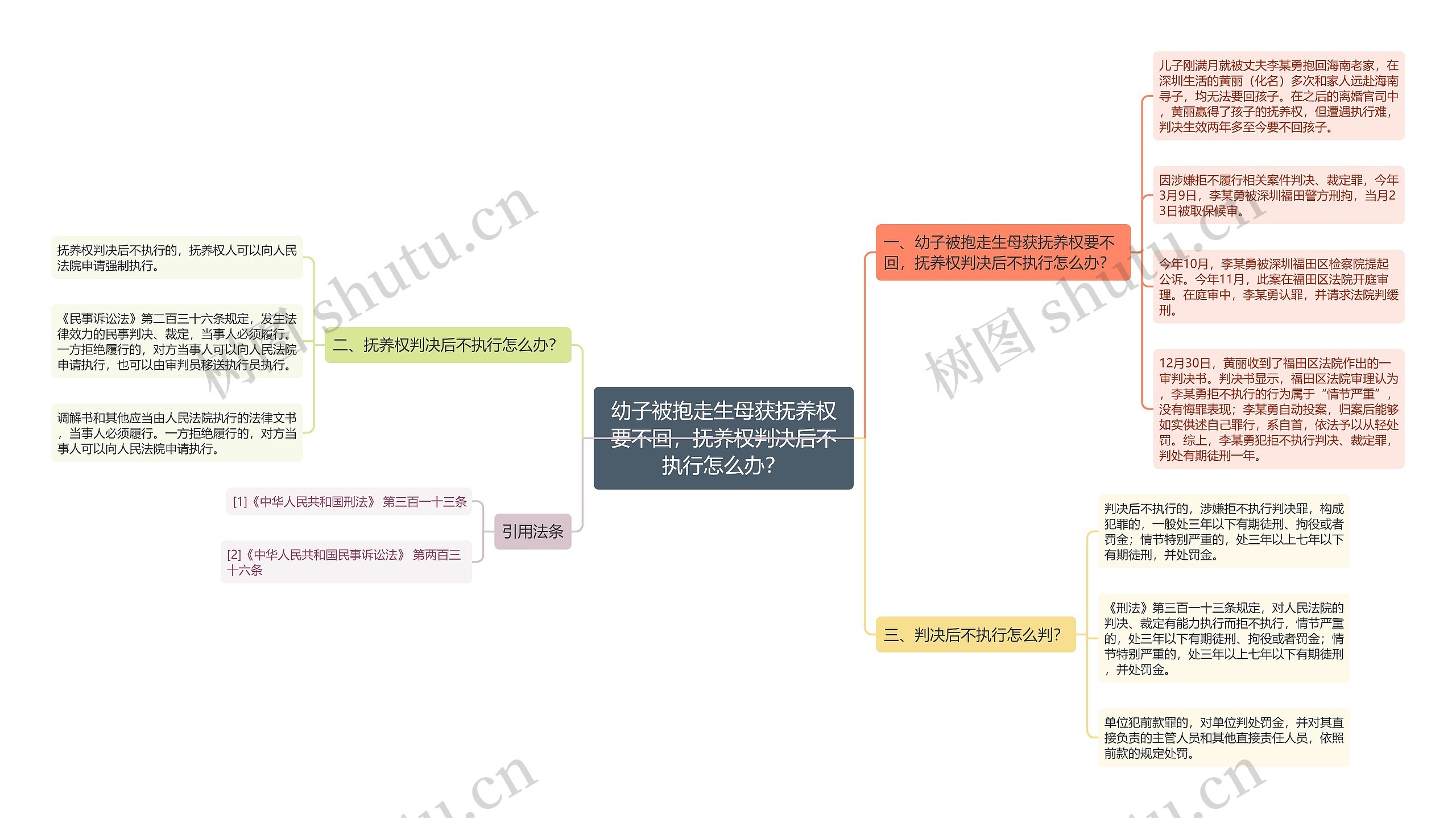 幼子被抱走生母获抚养权要不回，抚养权判决后不执行怎么办？思维导图