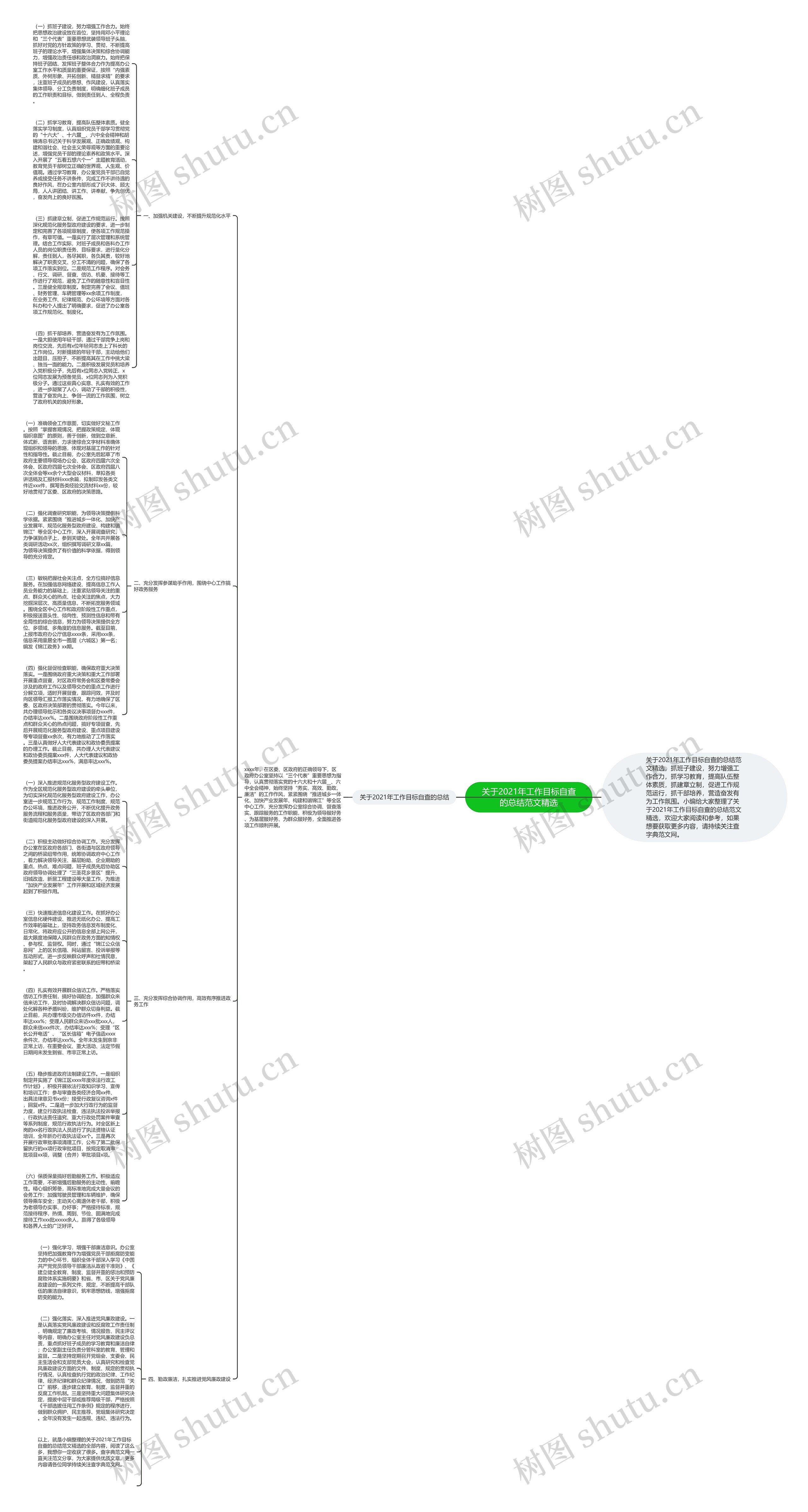 关于2021年工作目标自查的总结范文精选思维导图