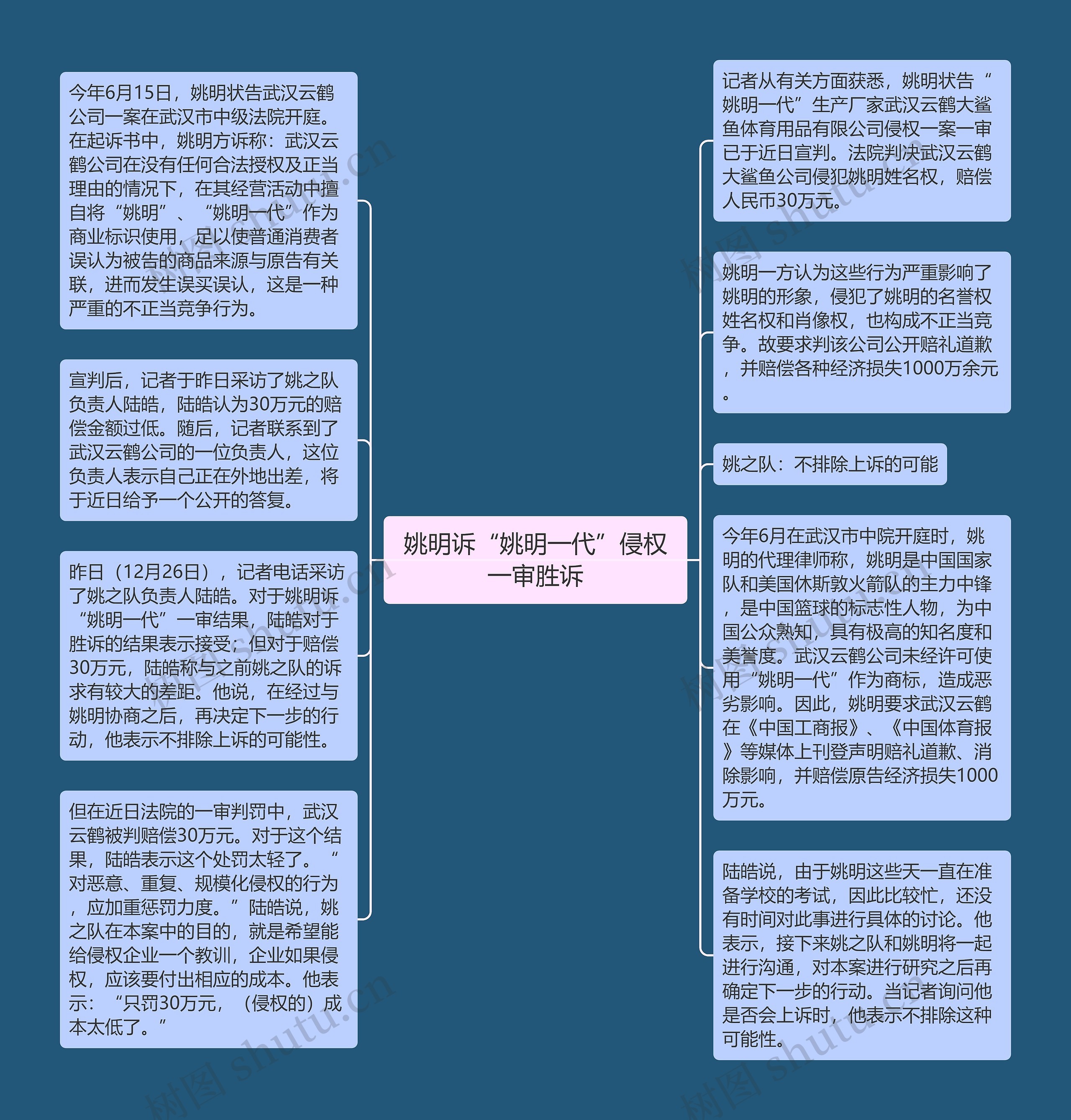 姚明诉“姚明一代”侵权一审胜诉思维导图