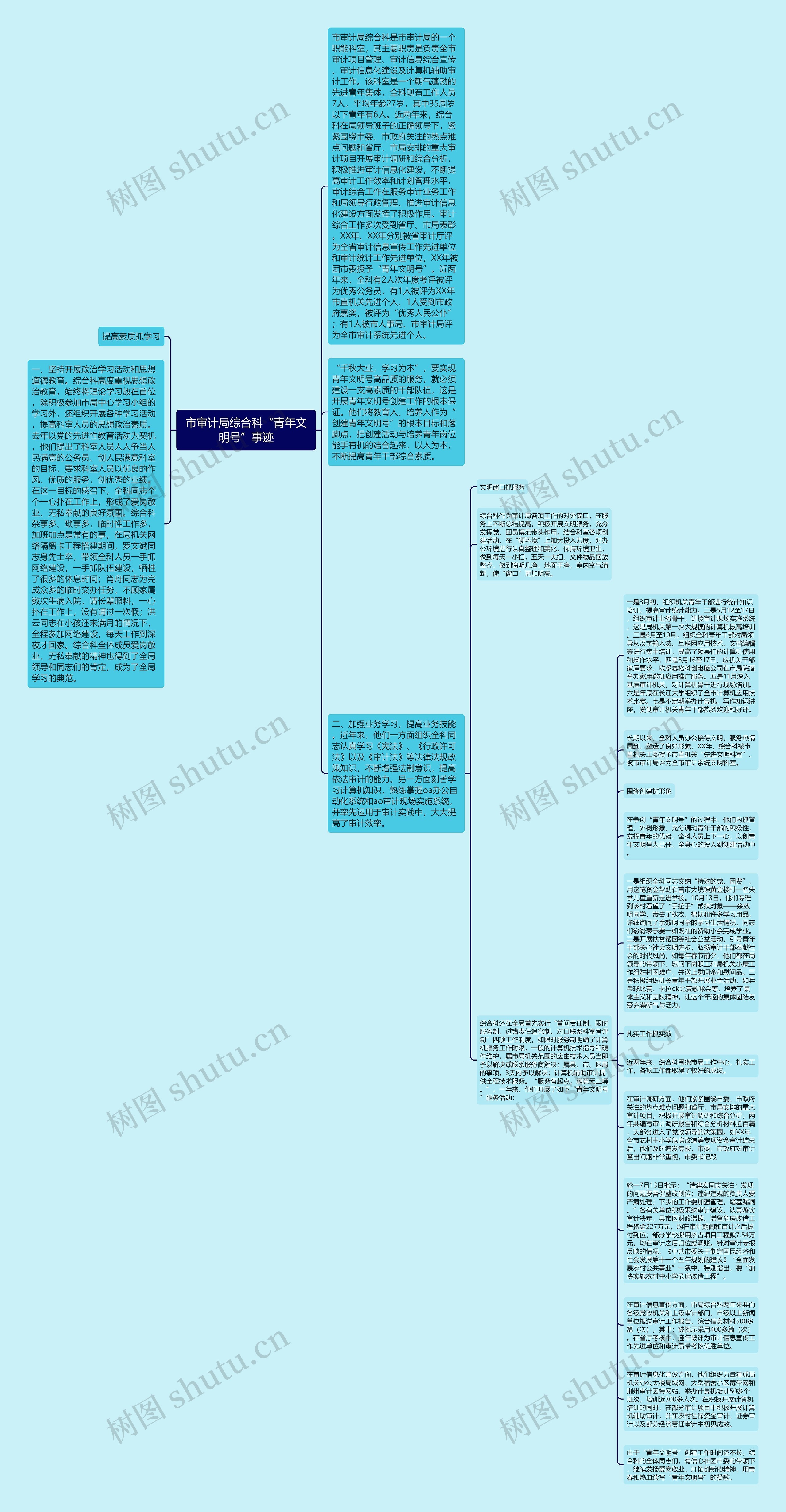 市审计局综合科“青年文明号”事迹思维导图