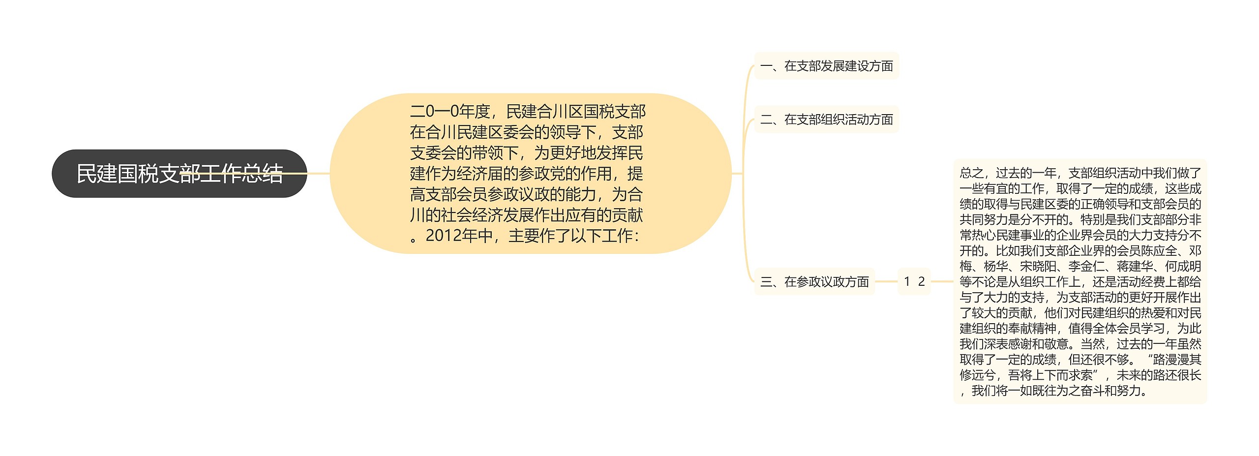 民建国税支部工作总结思维导图