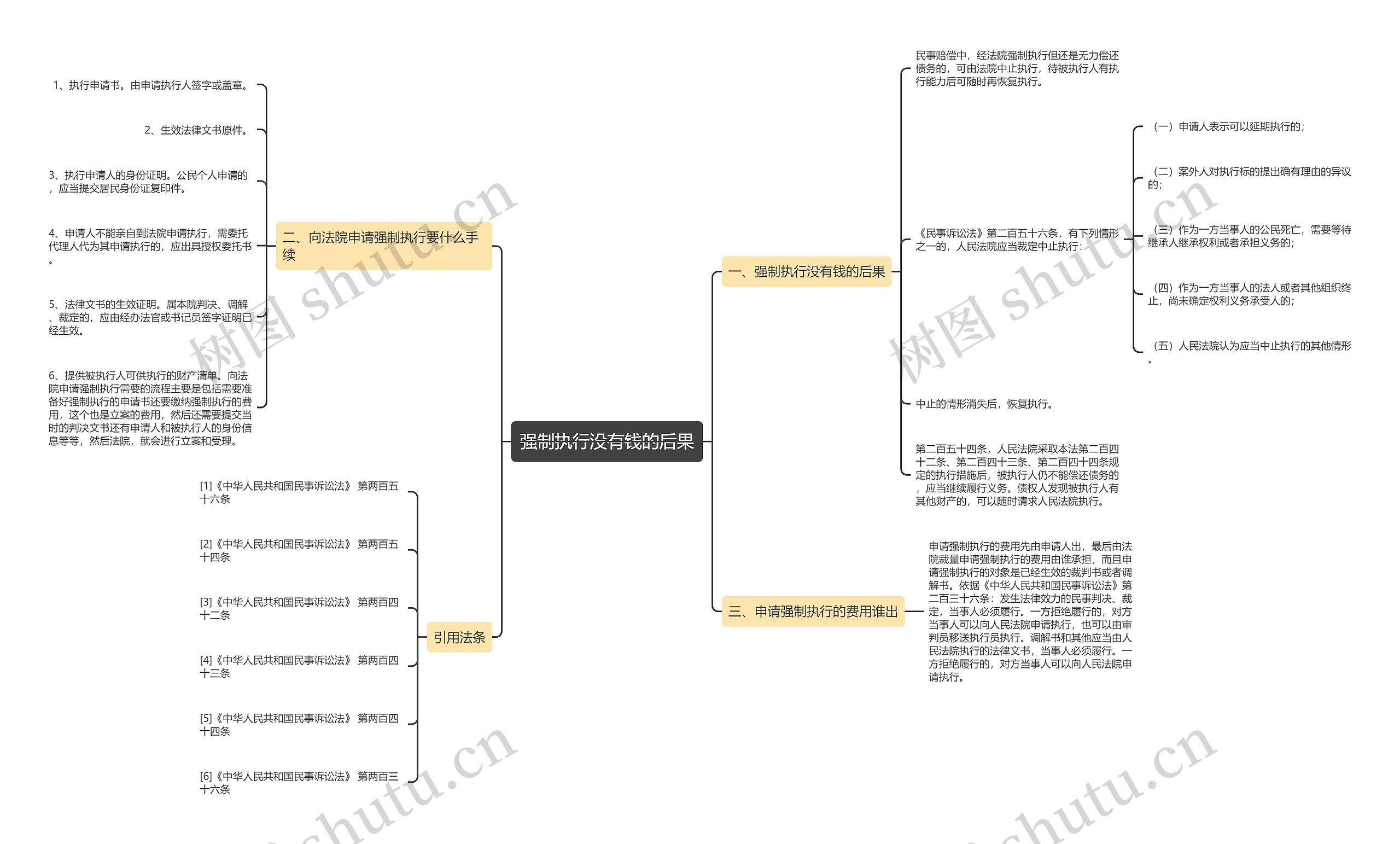 强制执行没有钱的后果思维导图