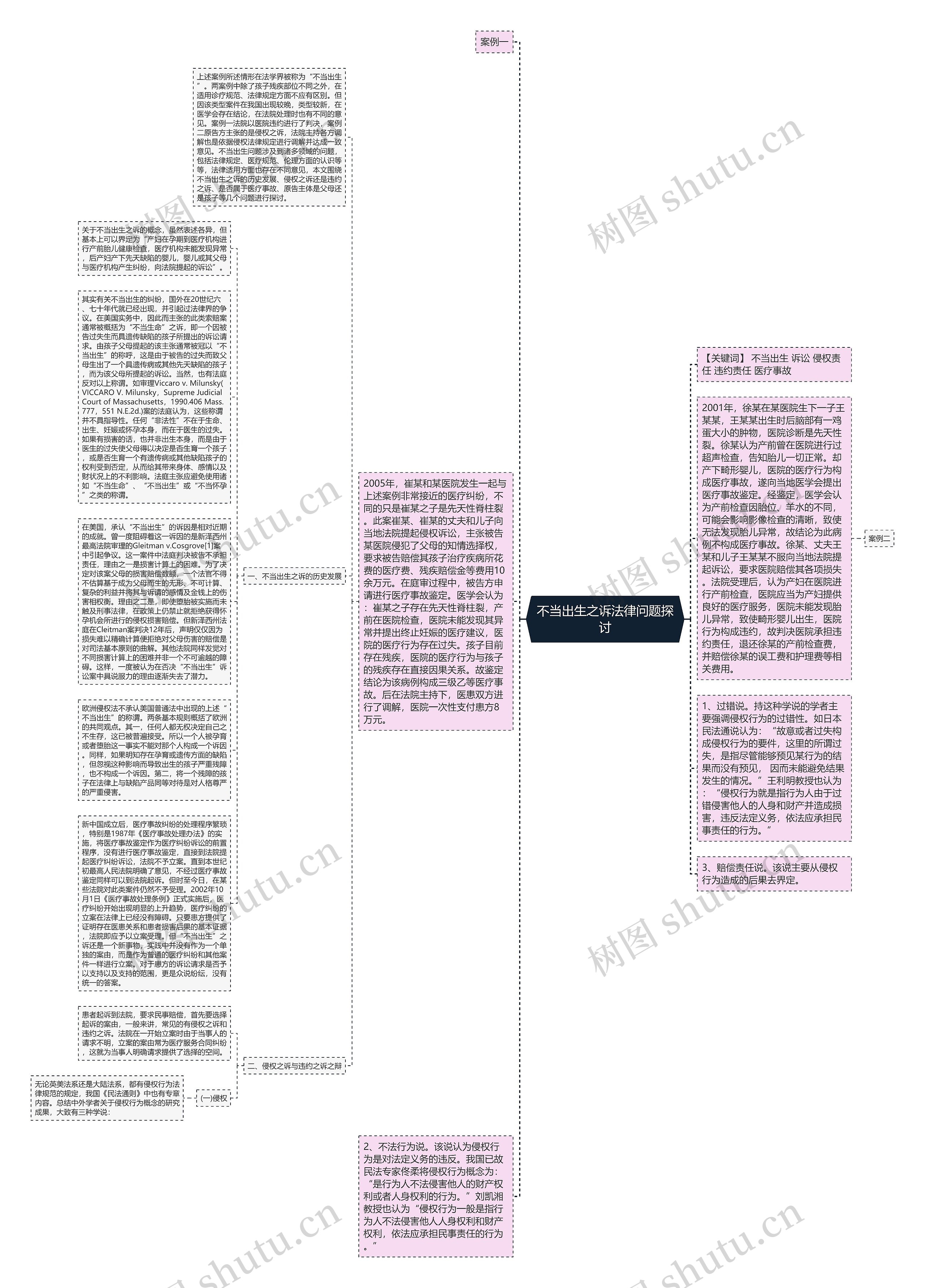 不当出生之诉法律问题探讨思维导图