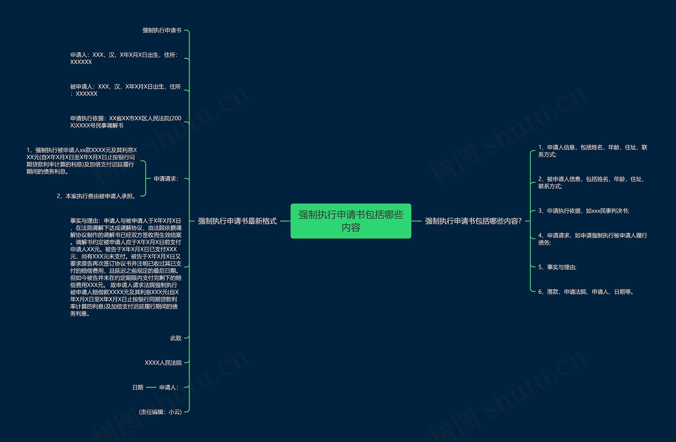 强制执行申请书包括哪些内容思维导图
