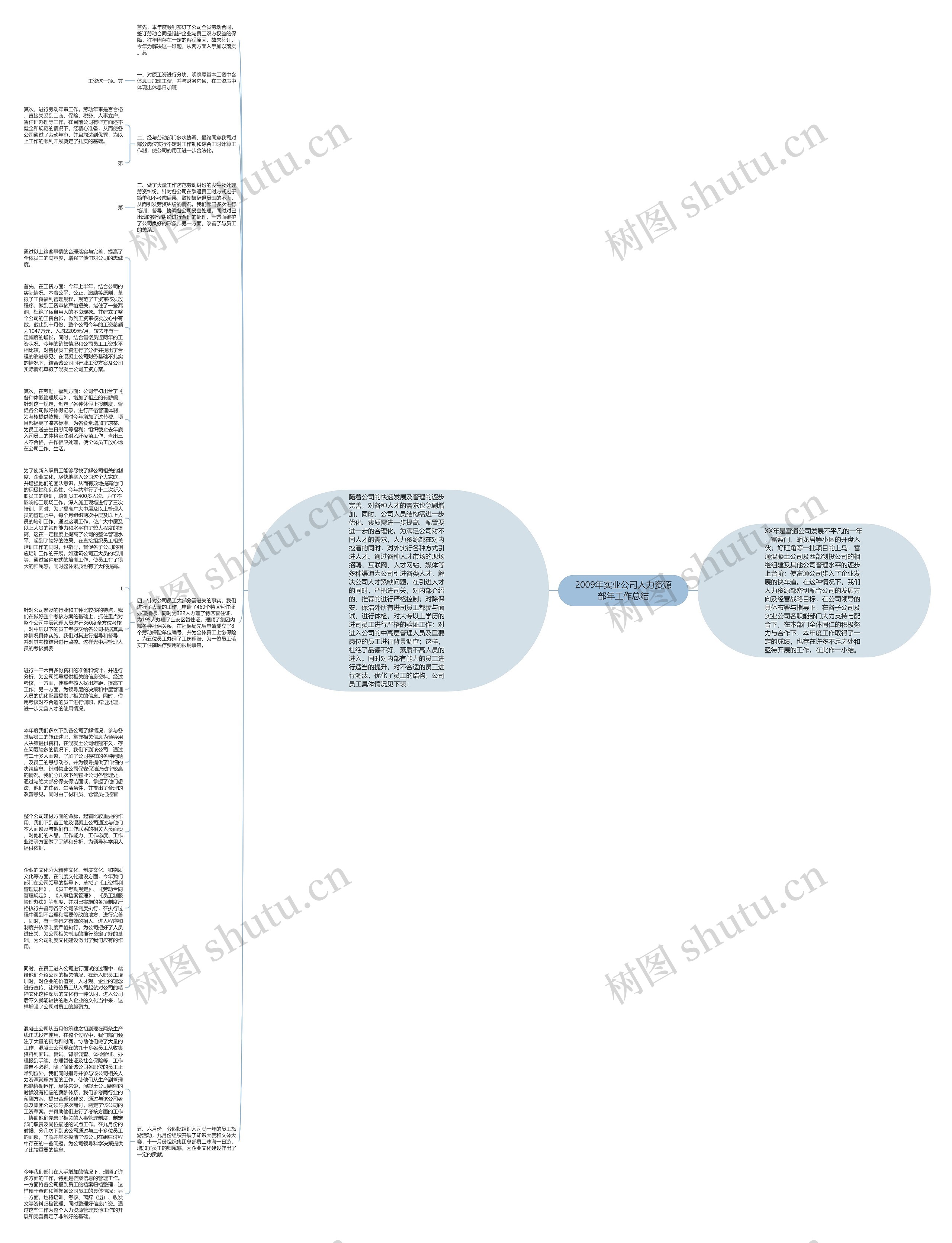 2009年实业公司人力资源部年工作总结思维导图