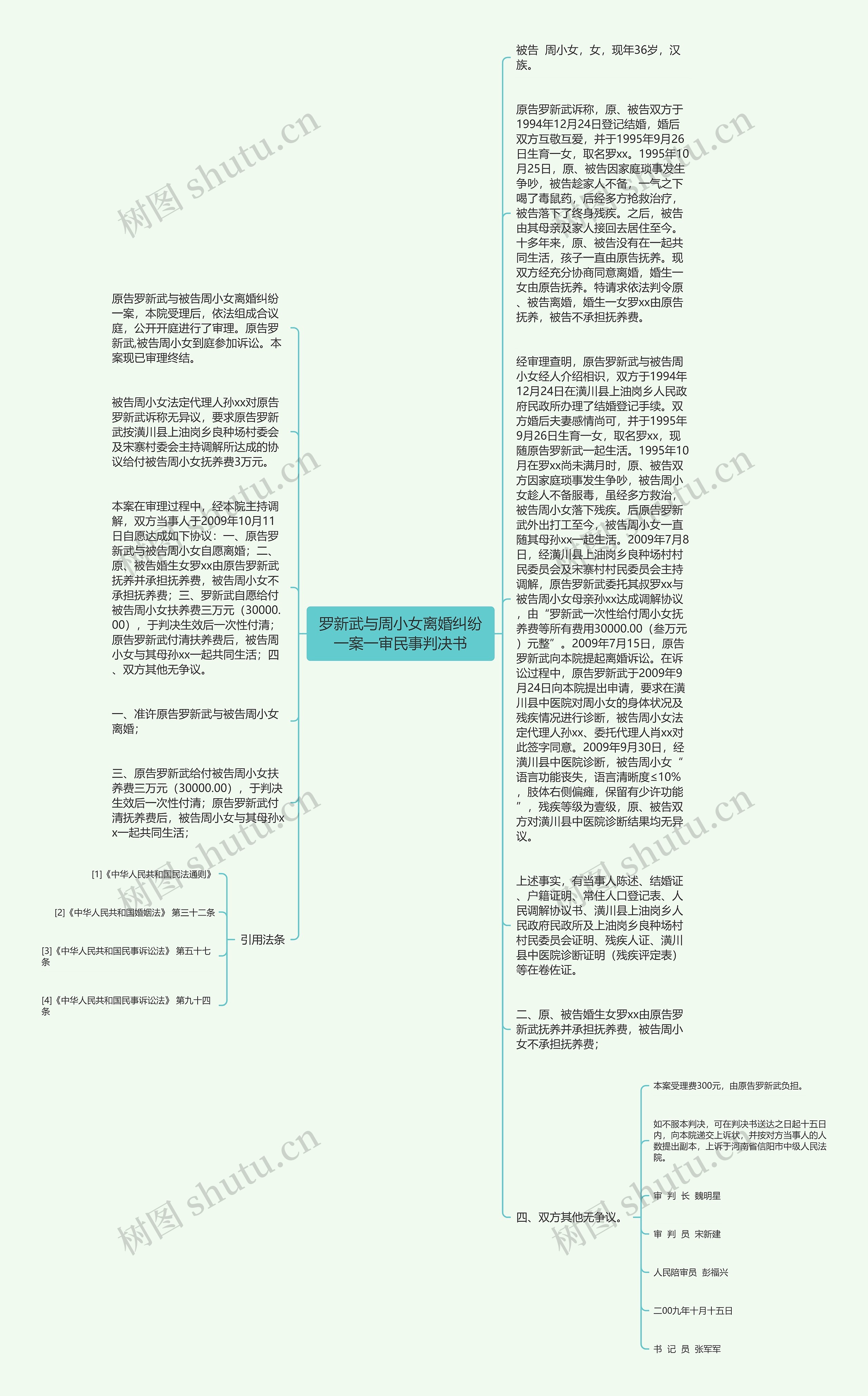 罗新武与周小女离婚纠纷一案一审民事判决书思维导图