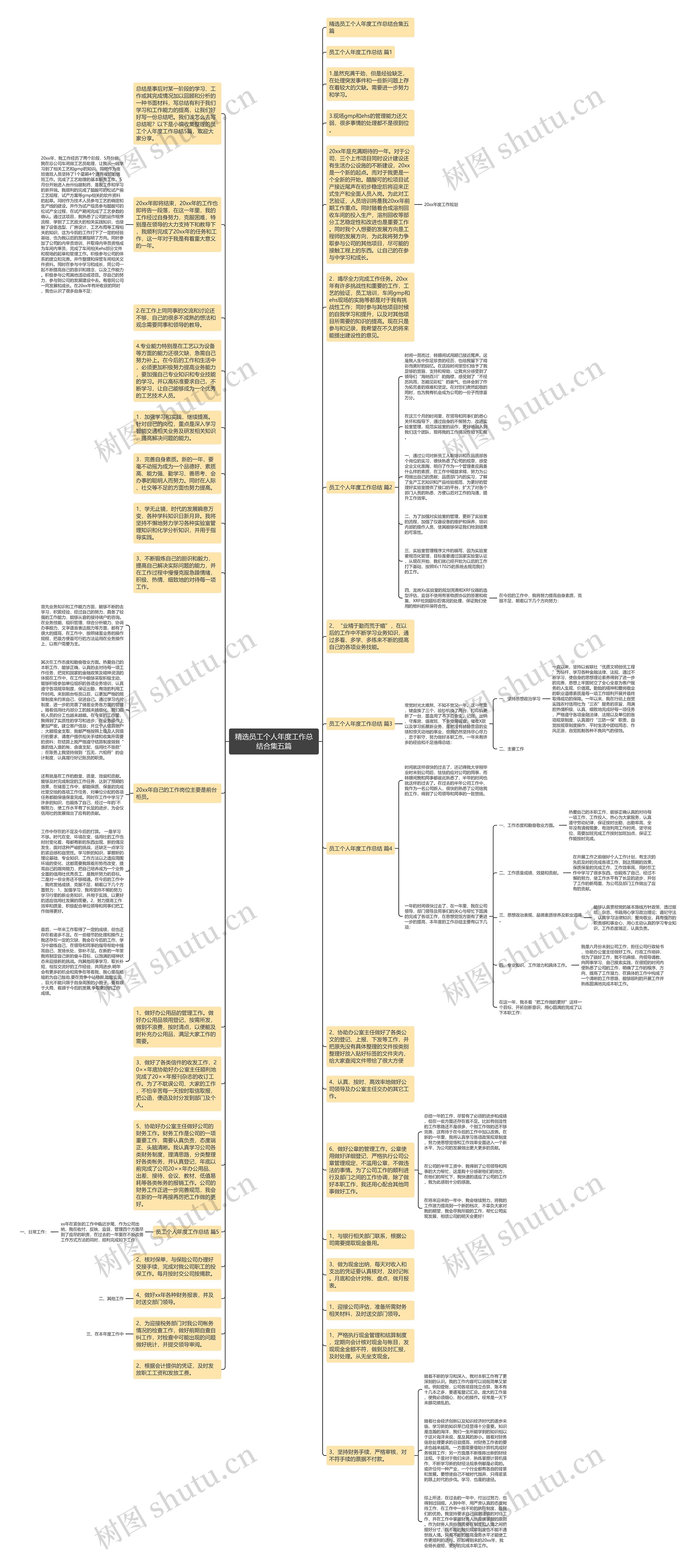 精选员工个人年度工作总结合集五篇思维导图