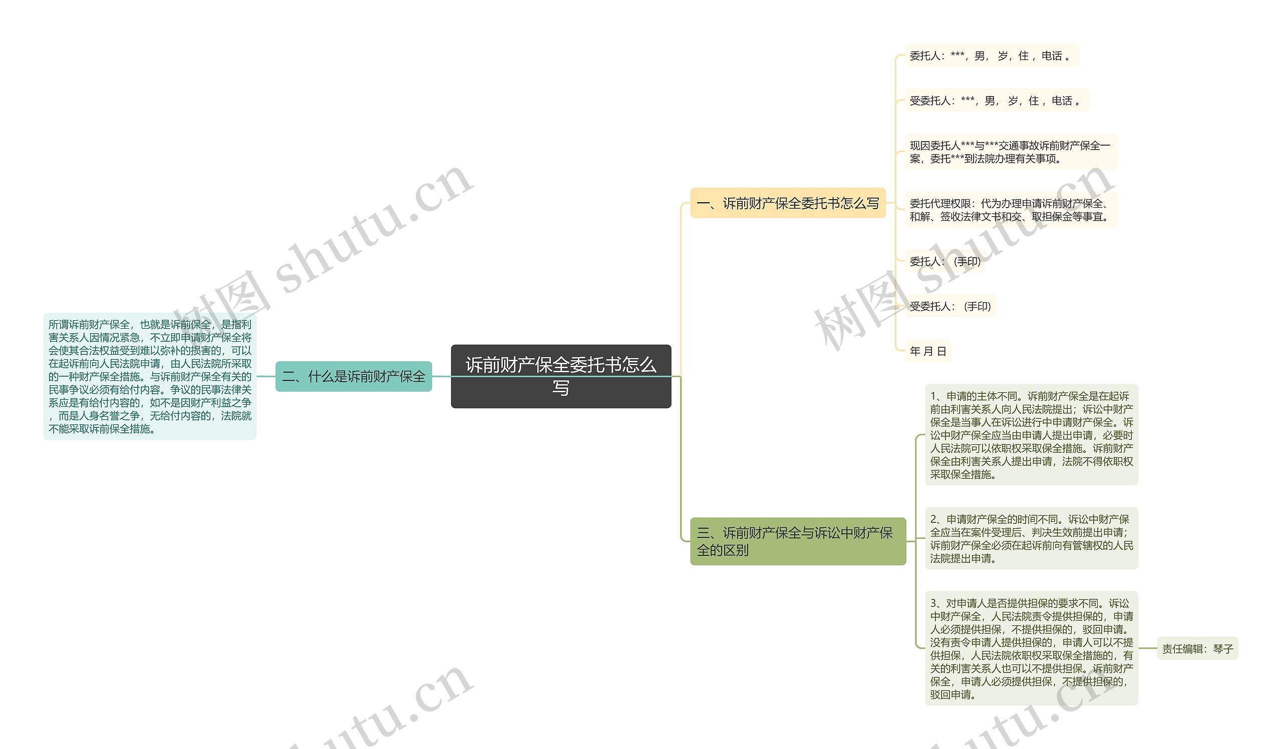 诉前财产保全委托书怎么写思维导图