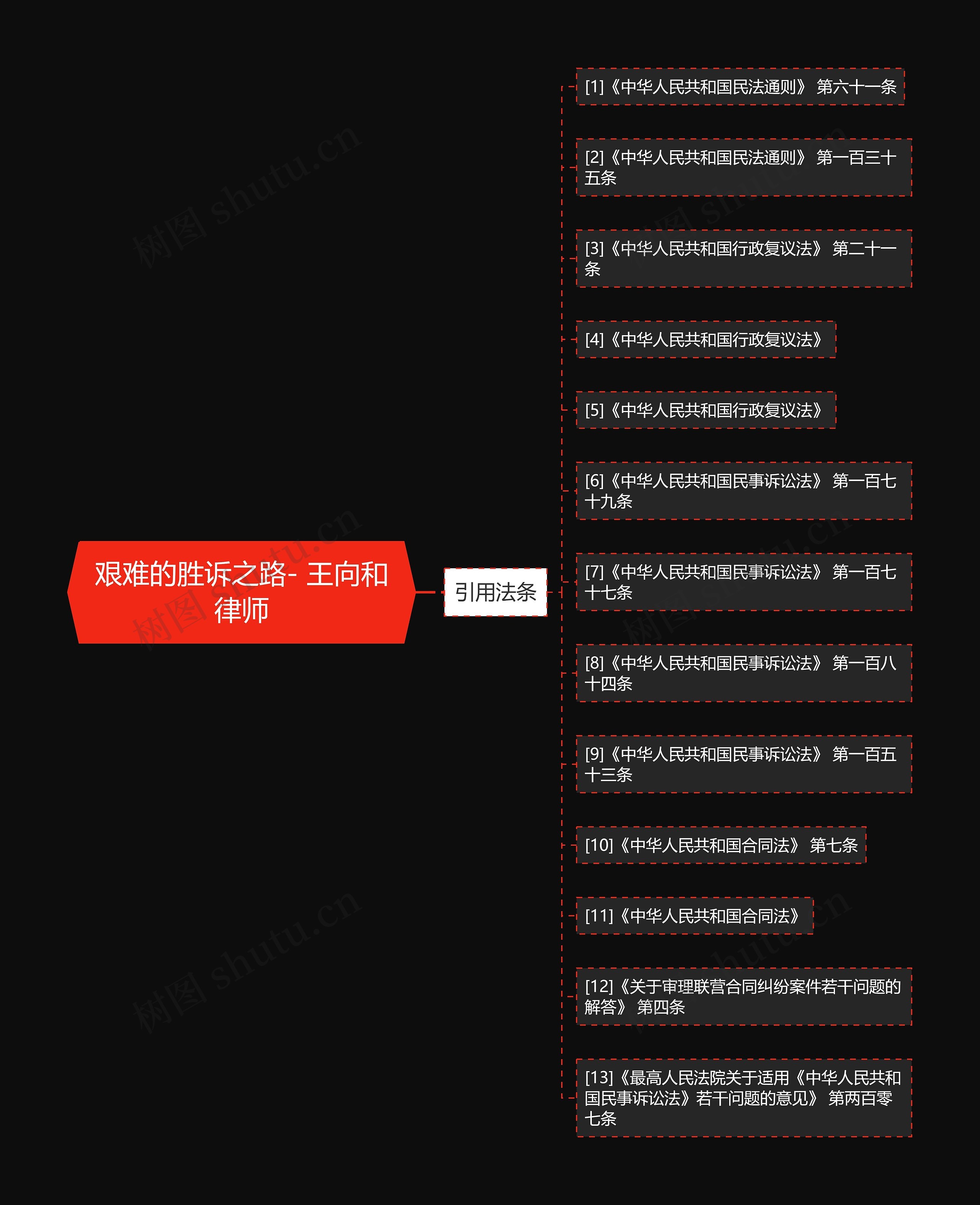 艰难的胜诉之路- 王向和律师思维导图