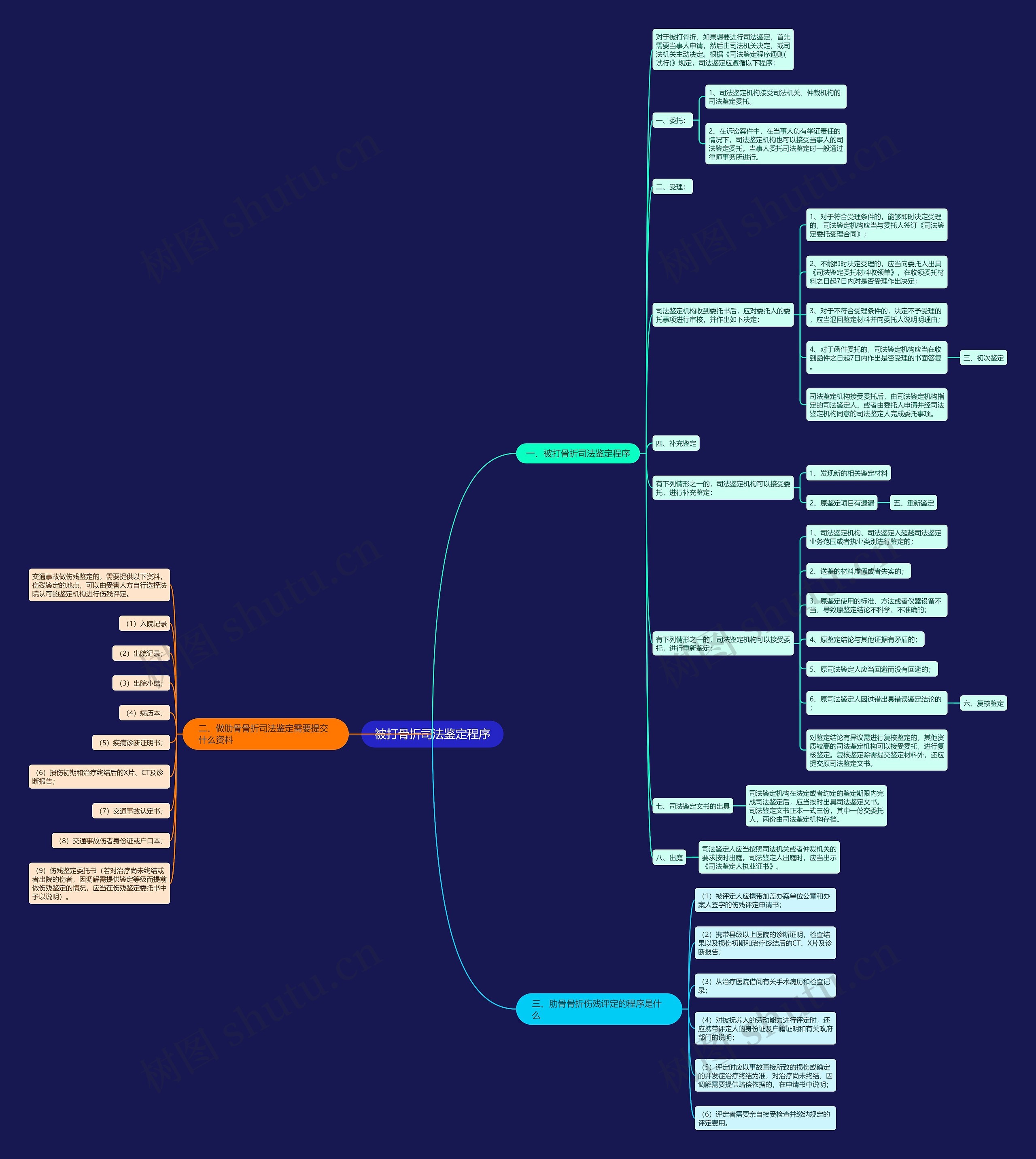 被打骨折司法鉴定程序思维导图