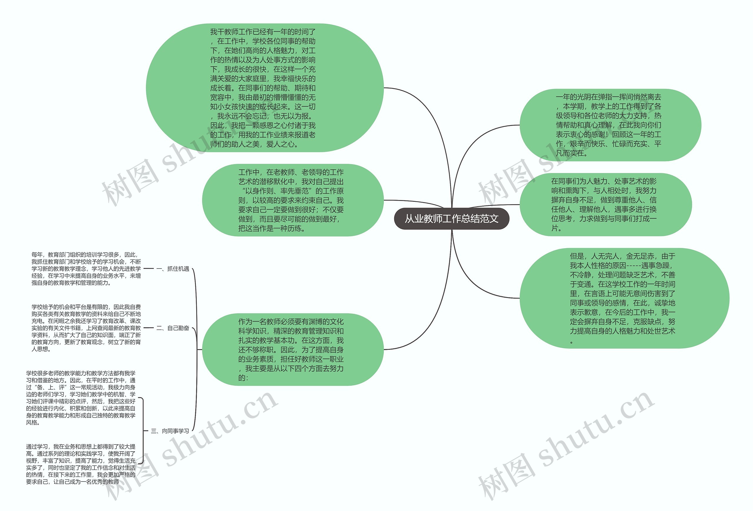 从业教师工作总结范文思维导图