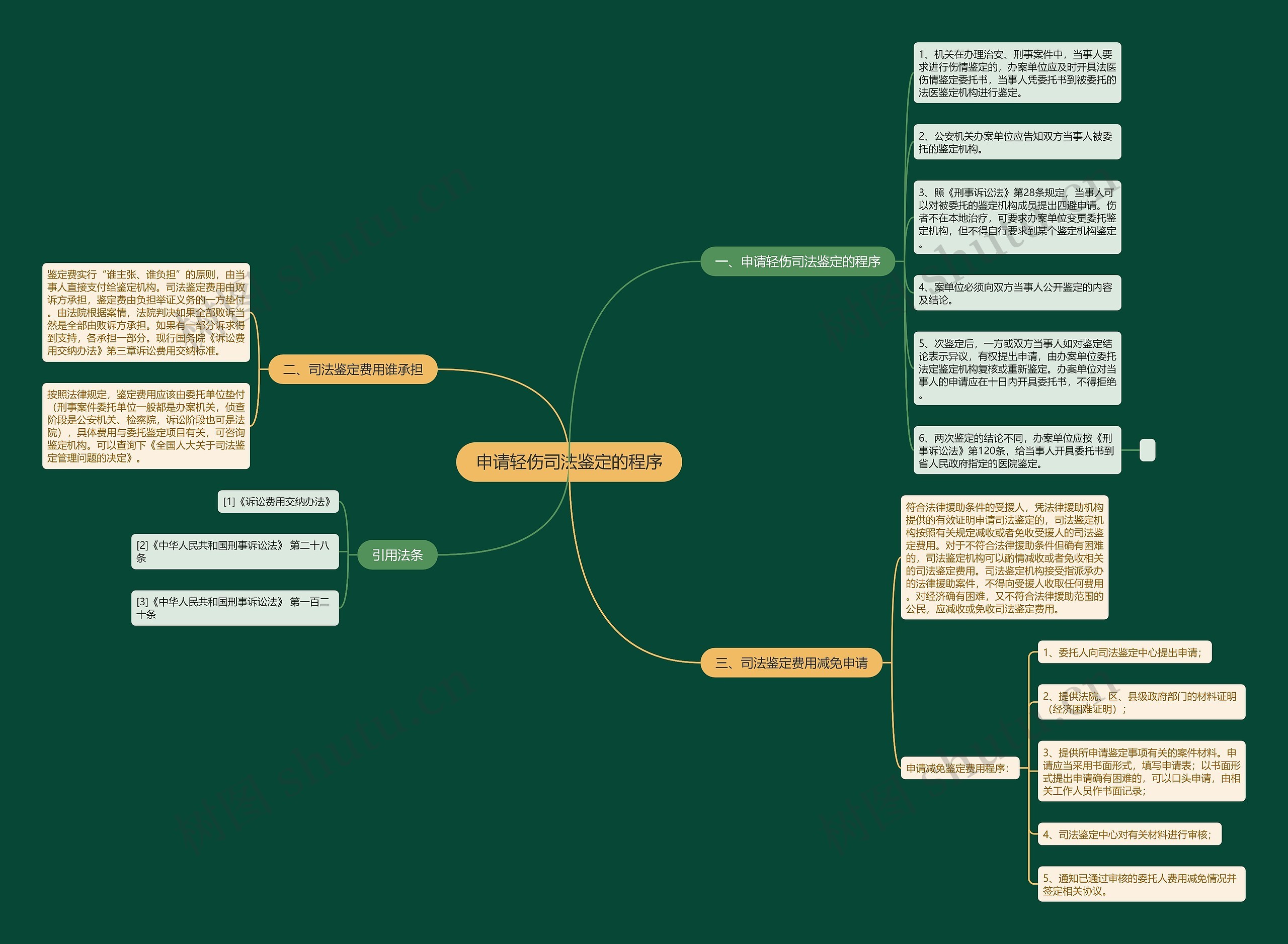 申请轻伤司法鉴定的程序思维导图高清图 申请轻伤司法鉴定的程序思维导图