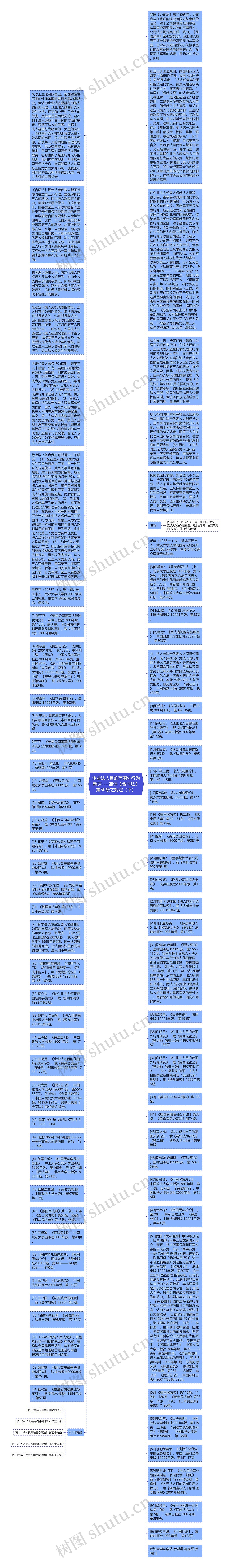 企业法人目的范围外行为新探----兼评《合同法》第50条之规定（下）思维导图