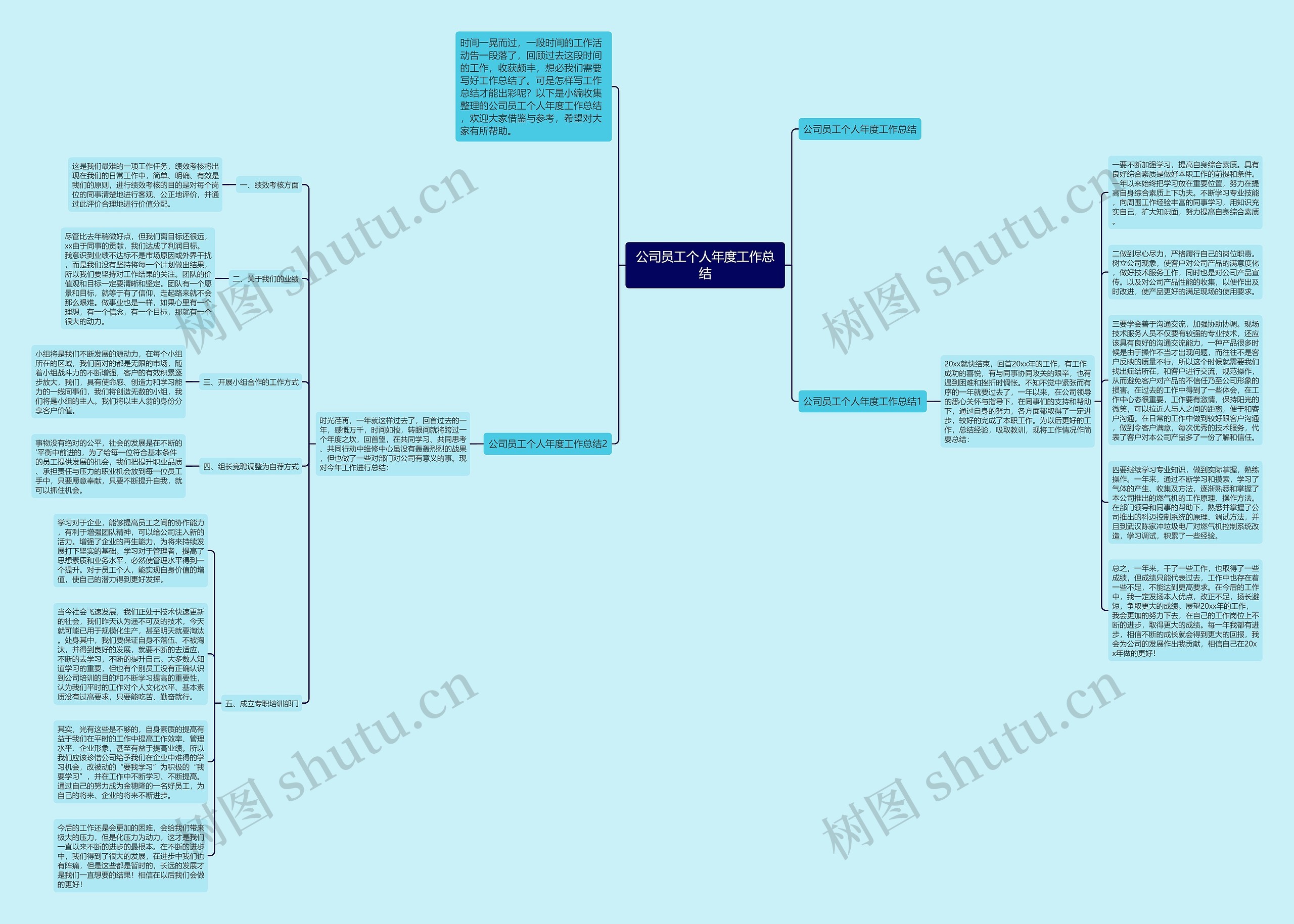 公司员工个人年度工作总结思维导图