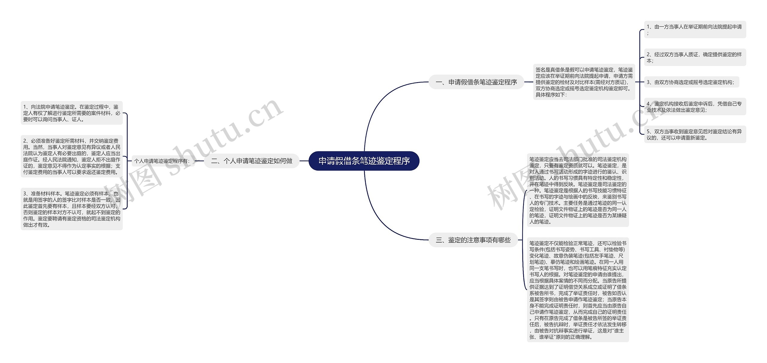 申请假借条笔迹鉴定程序思维导图