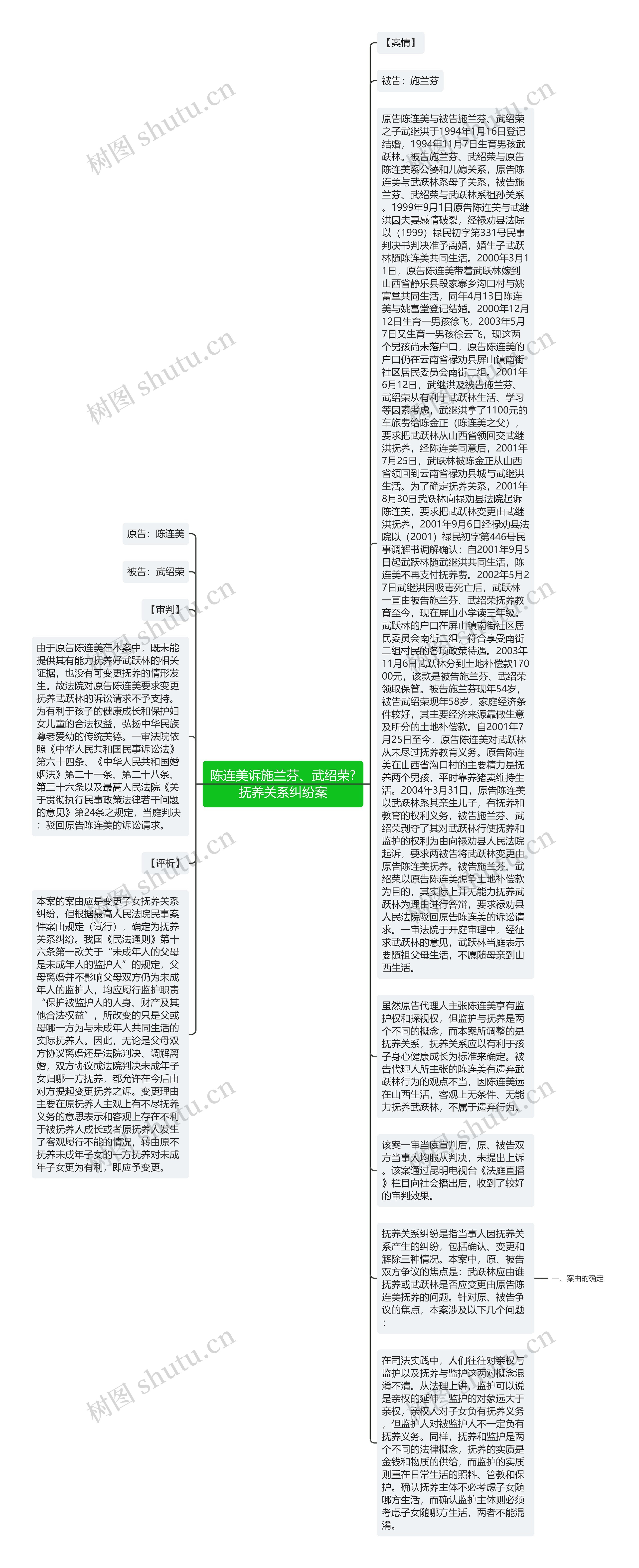 陈连美诉施兰芬、武绍荣?抚养关系纠纷案思维导图