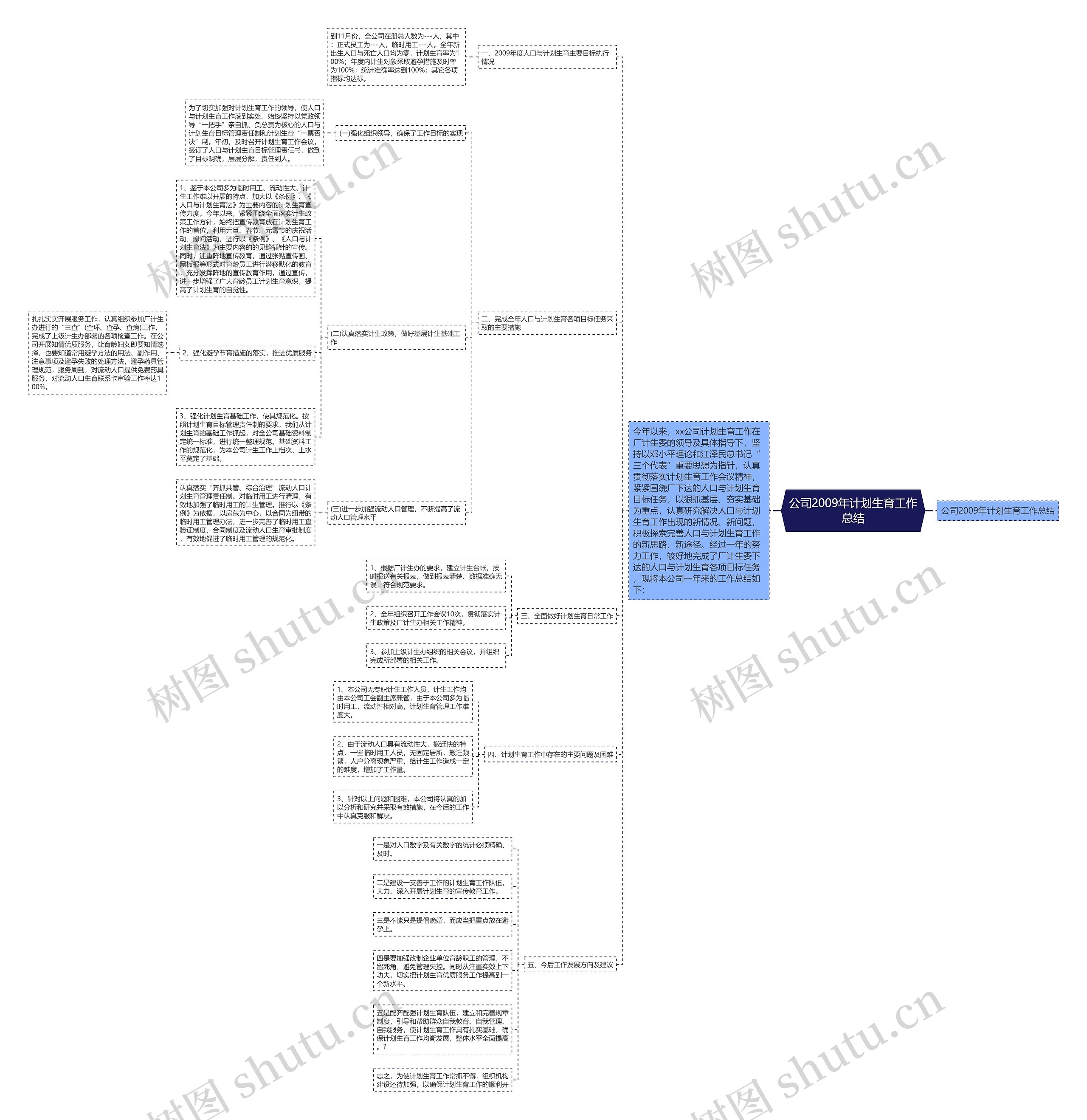 公司2009年计划生育工作总结思维导图