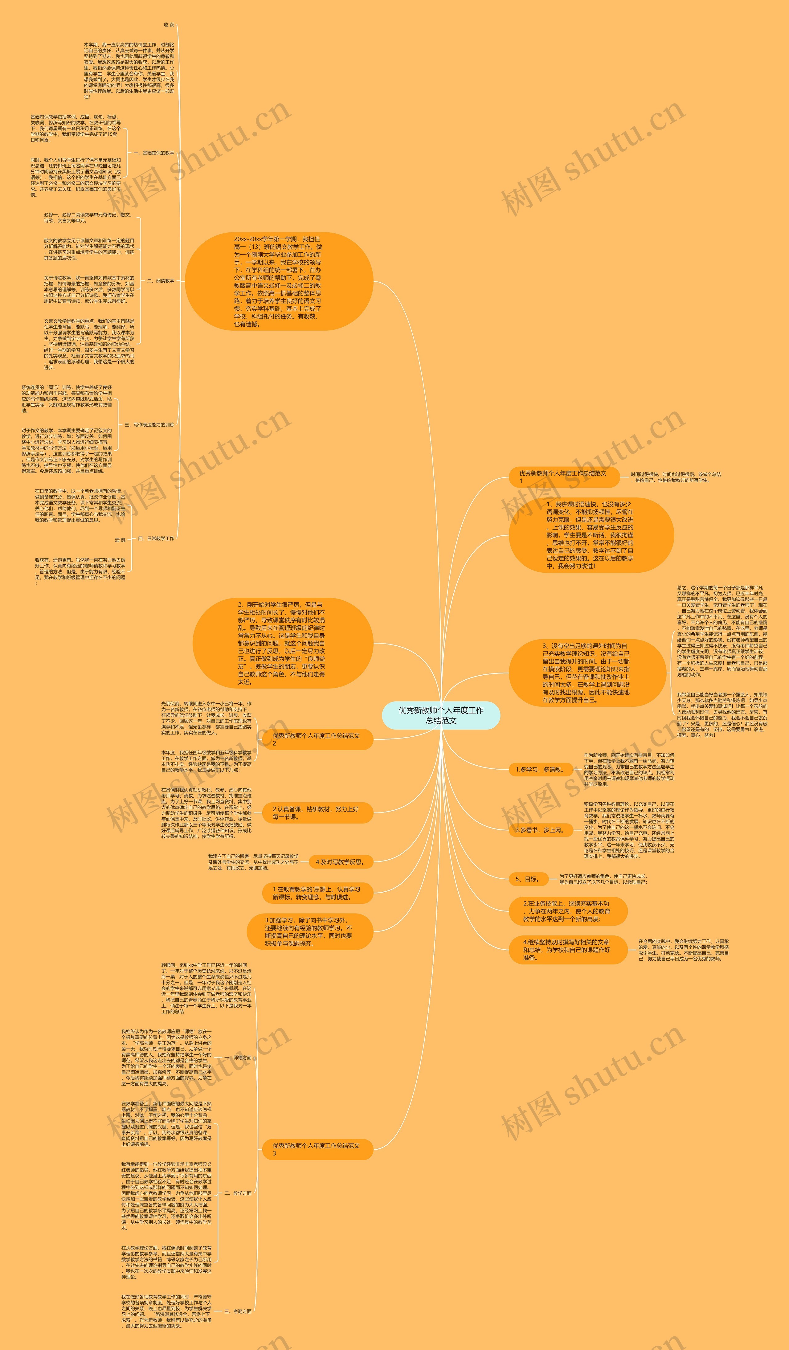 优秀新教师个人年度工作总结范文思维导图