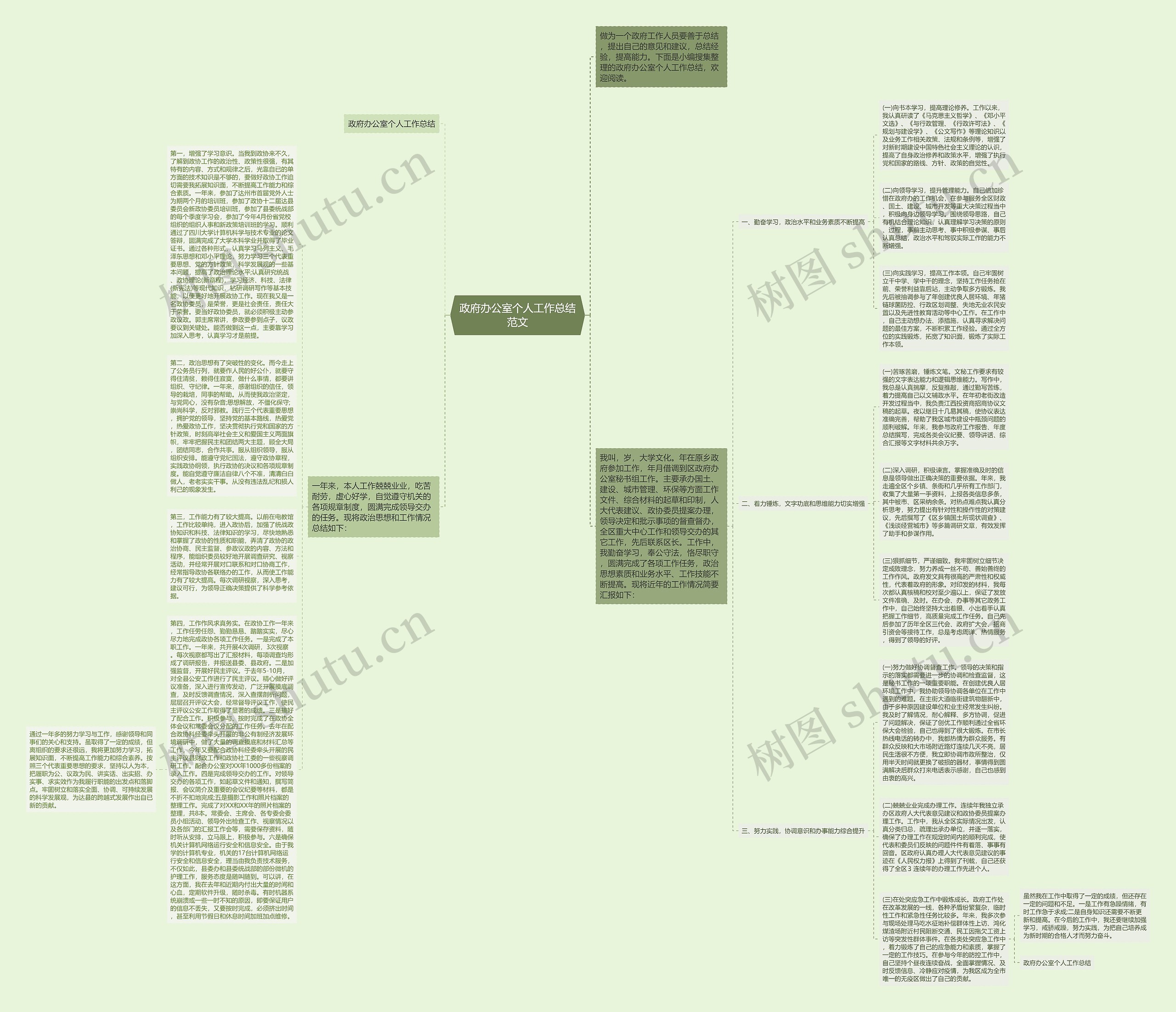 政府办公室个人工作总结范文思维导图