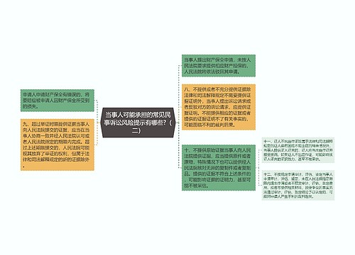 当事人可能承担的常见民事诉讼风险提示有哪些?（二）