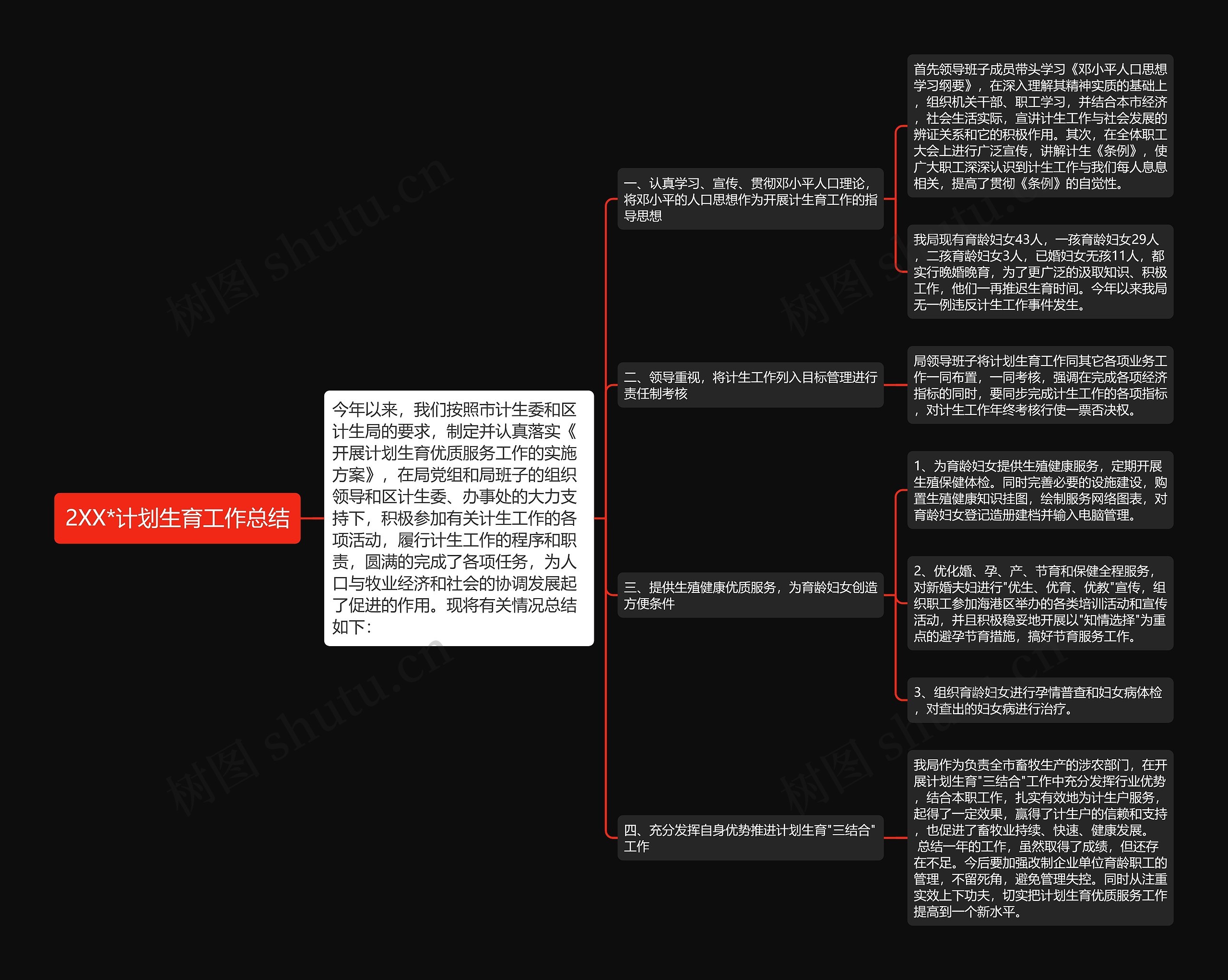 2XX*计划生育工作总结思维导图