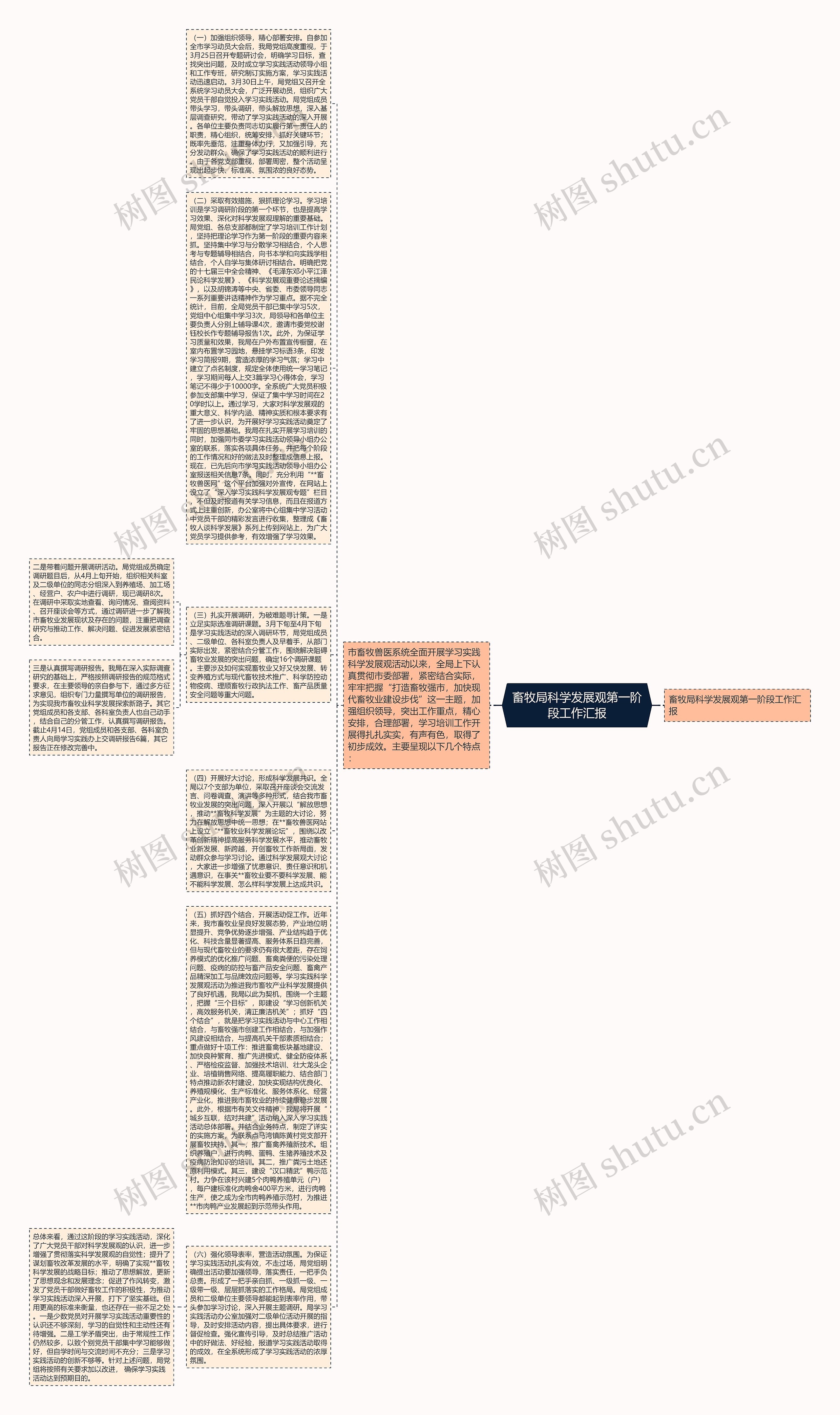 畜牧局科学发展观第一阶段工作汇报思维导图