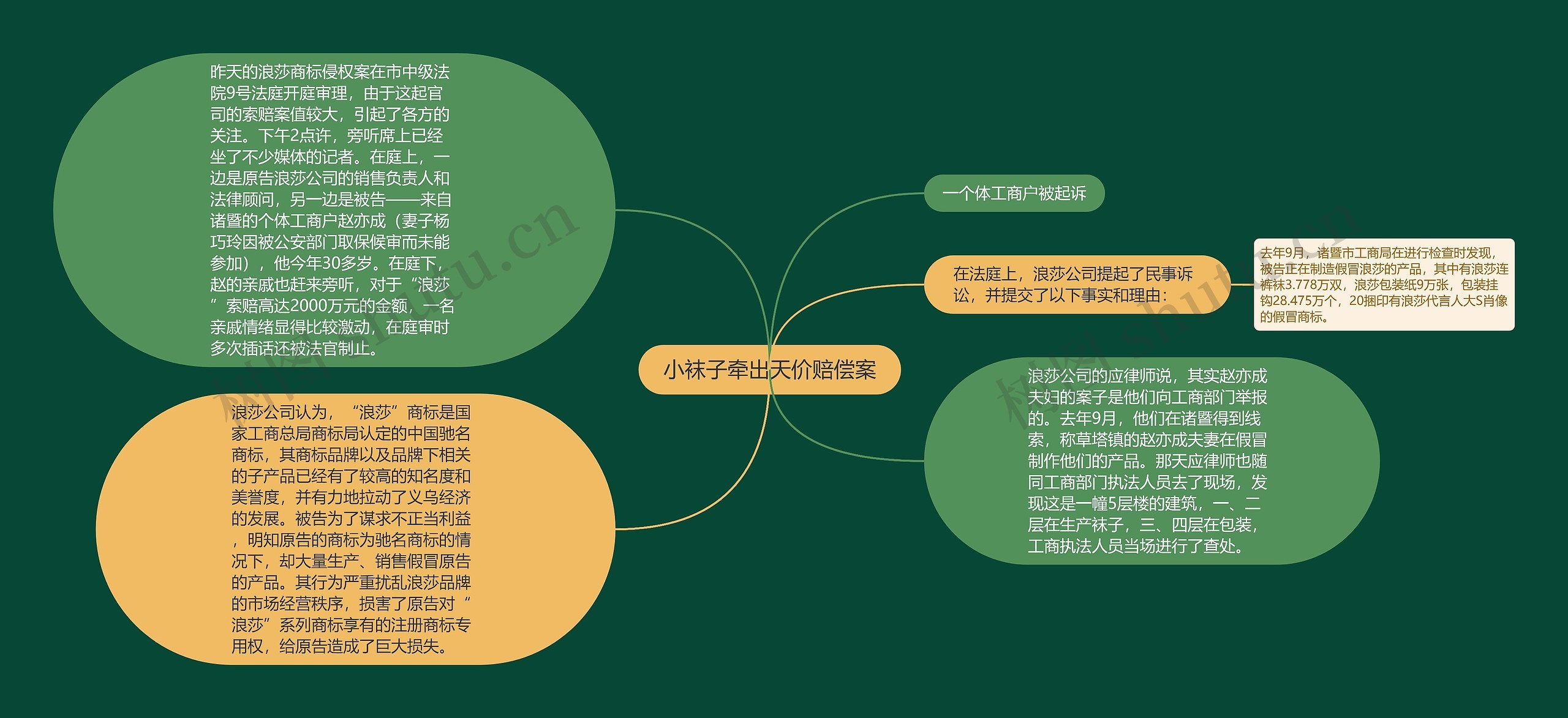 小袜子牵出天价赔偿案思维导图