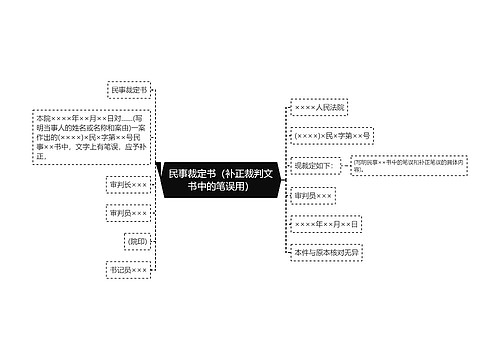 民事裁定书（补正裁判文书中的笔误用）