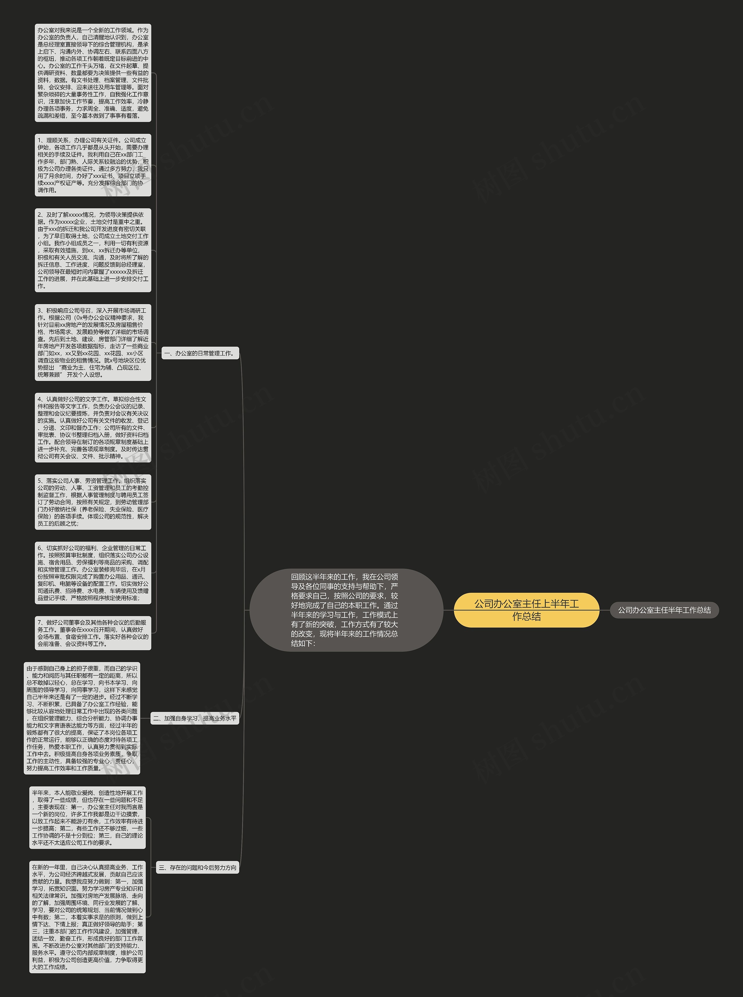公司办公室主任上半年工作总结思维导图