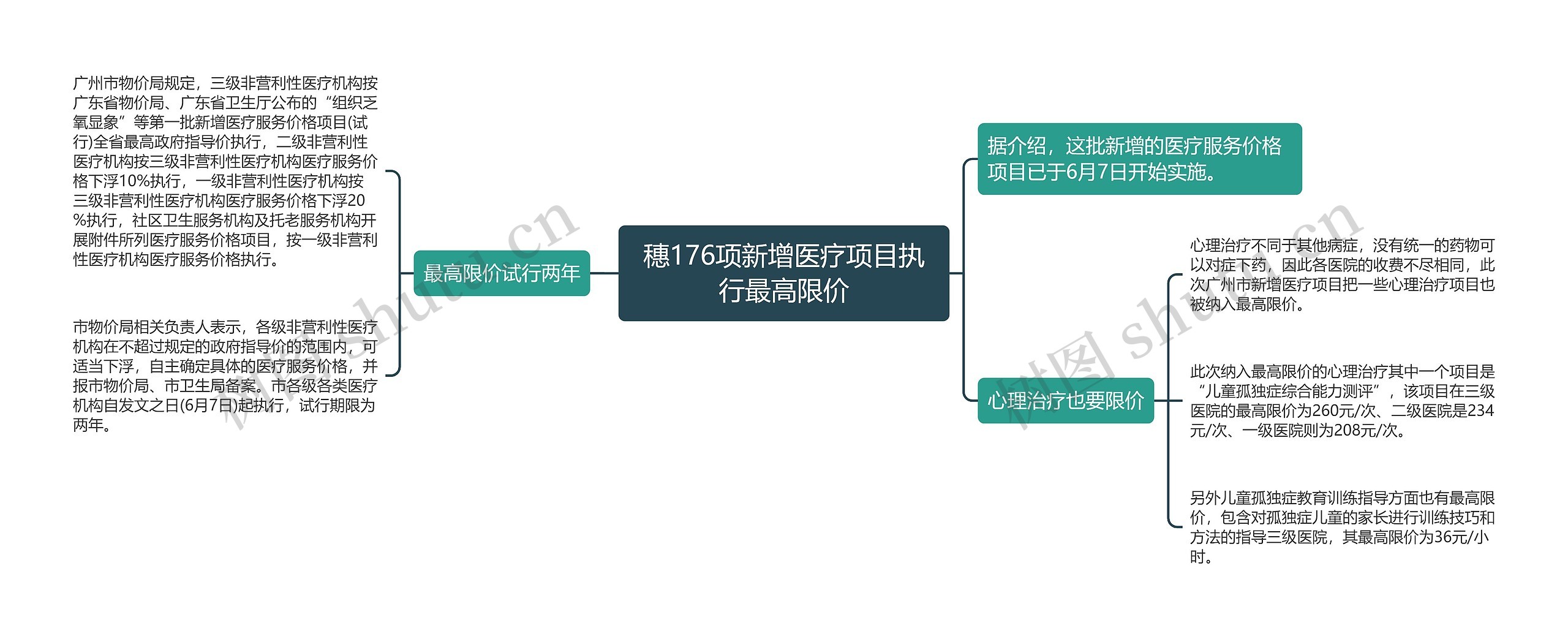 穗176项新增医疗项目执行最高限价思维导图