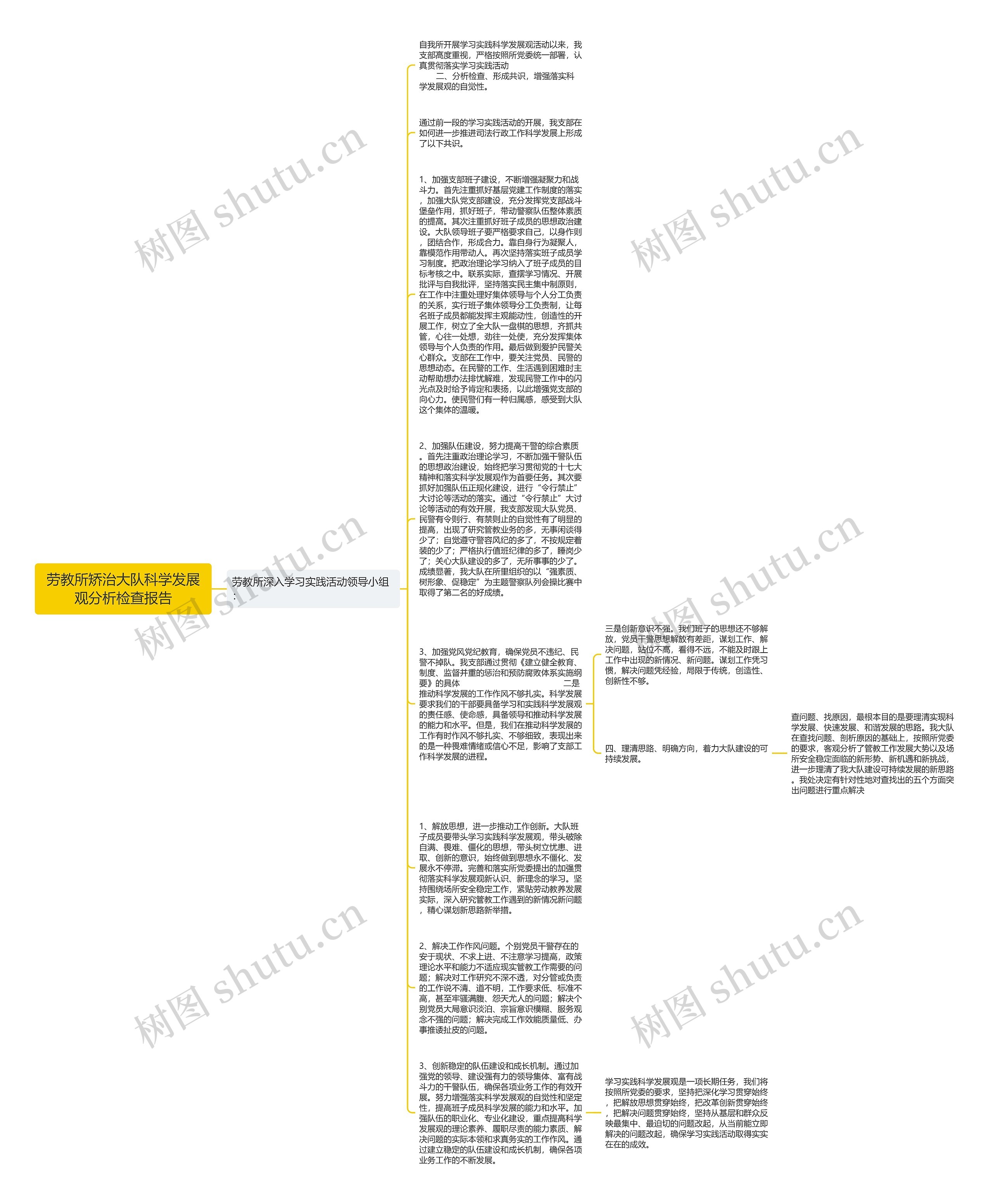 劳教所矫治大队科学发展观分析检查报告思维导图