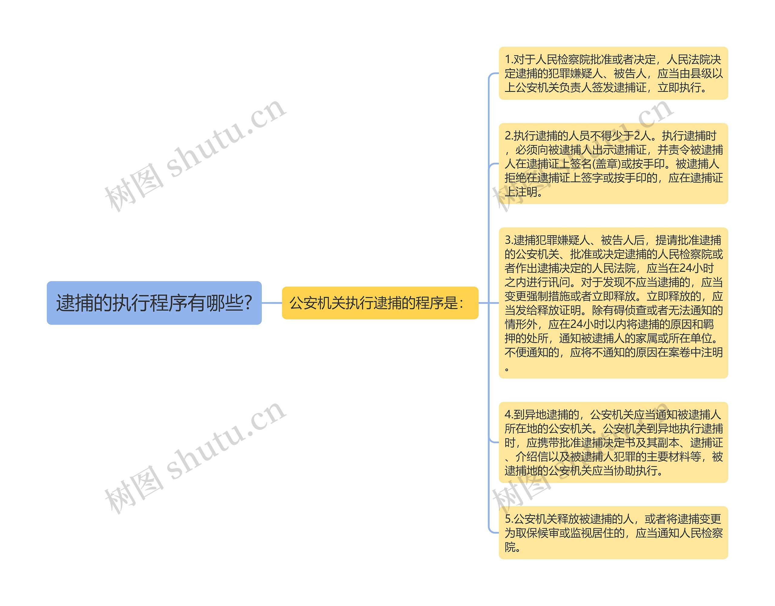 逮捕的执行程序有哪些?思维导图