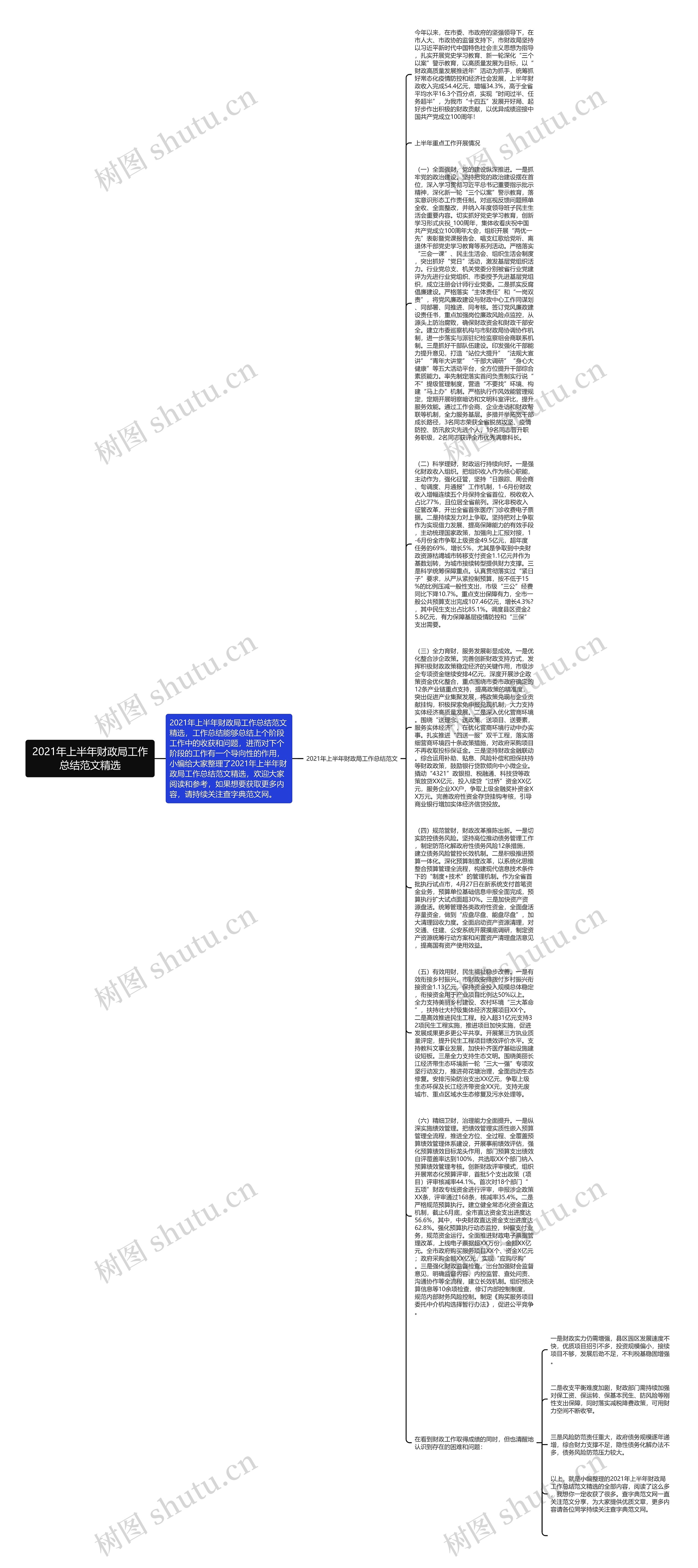 2021年上半年财政局工作总结范文精选思维导图