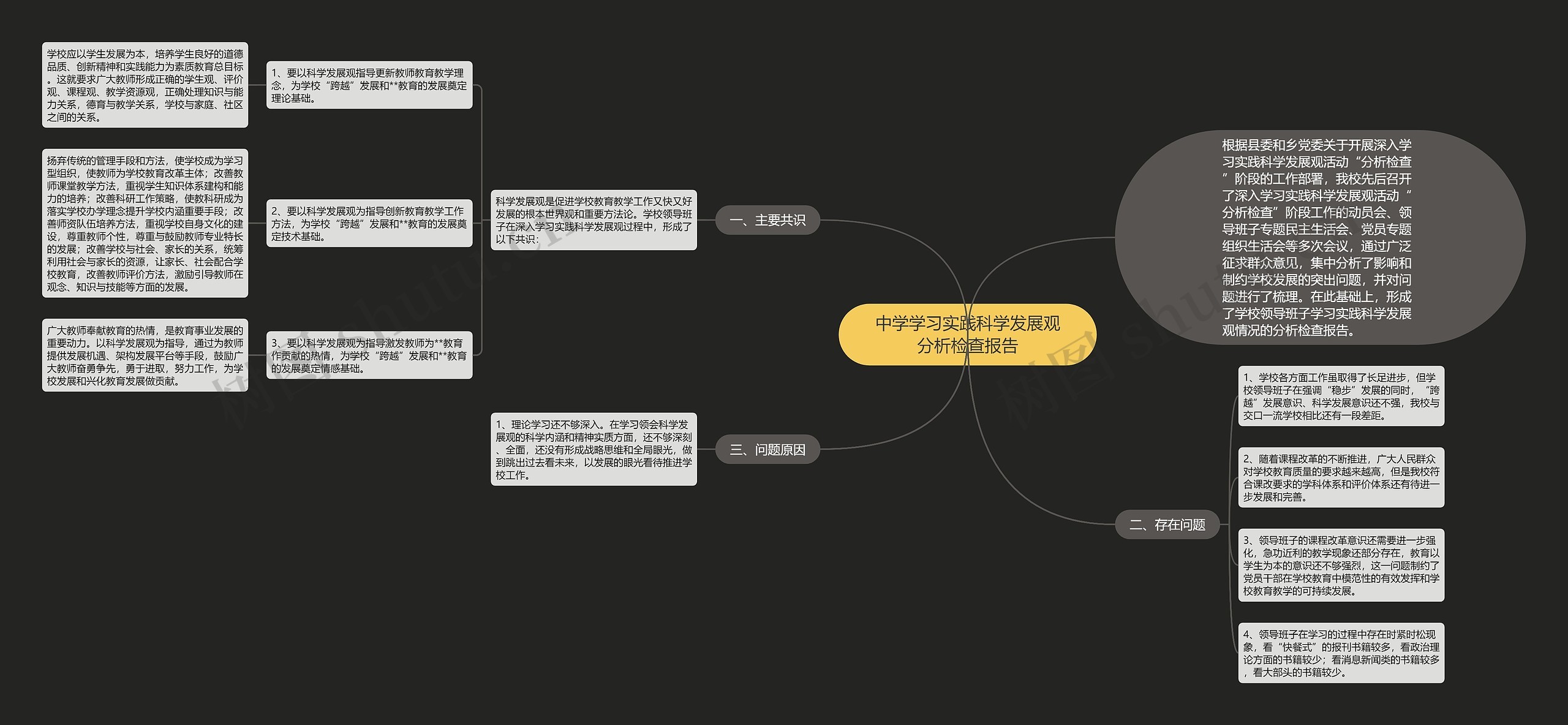 中学学习实践科学发展观分析检查报告思维导图