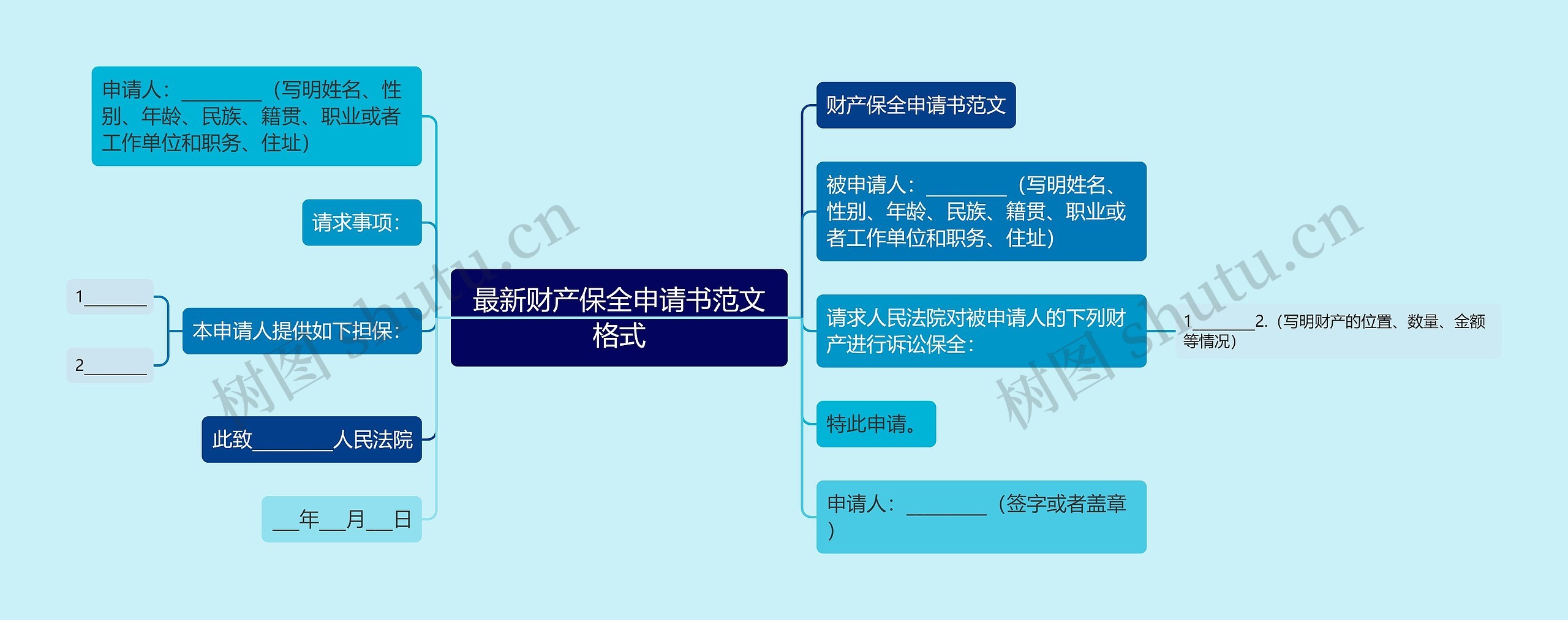 最新财产保全申请书范文格式思维导图