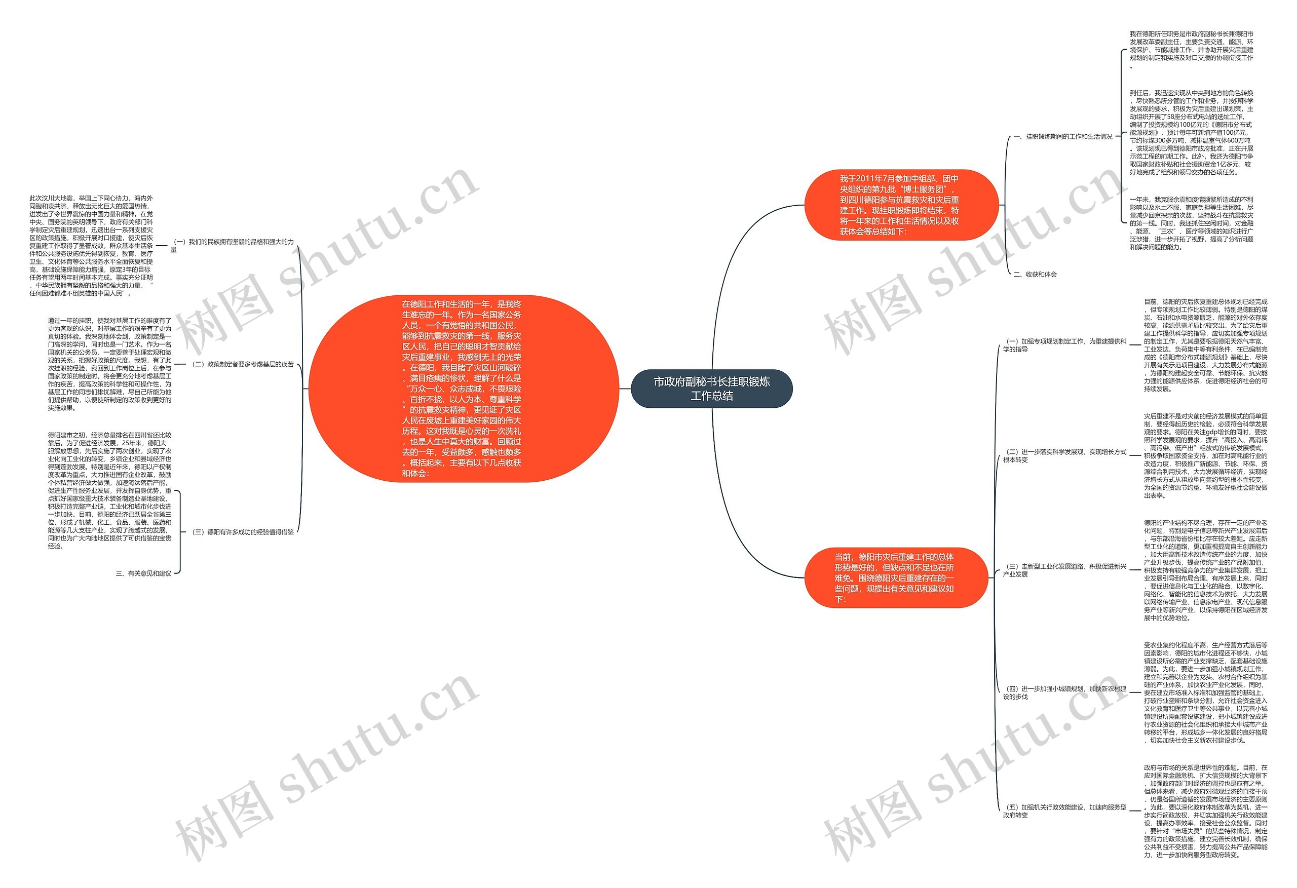 市政府副秘书长挂职锻炼工作总结思维导图