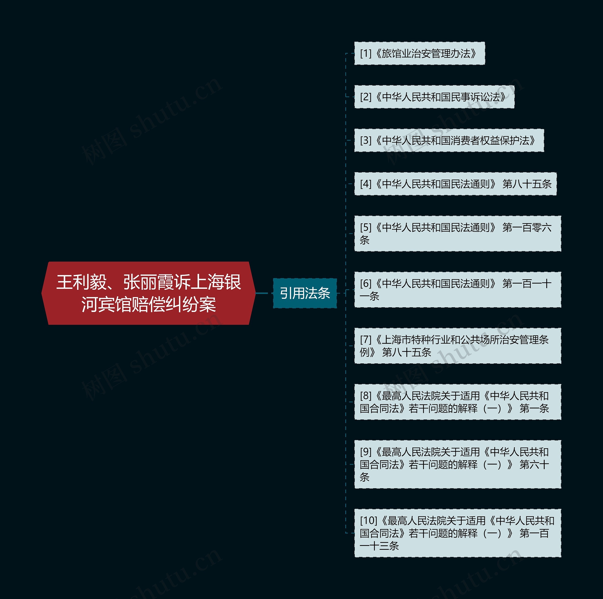 王利毅、张丽霞诉上海银河宾馆赔偿纠纷案思维导图