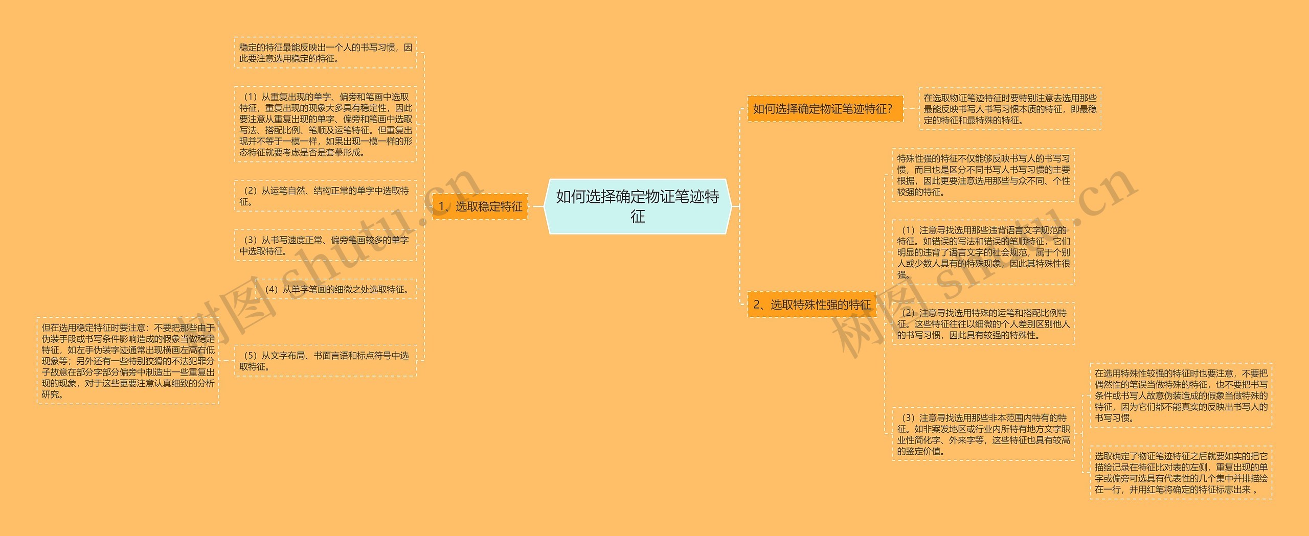 如何选择确定物证笔迹特征思维导图