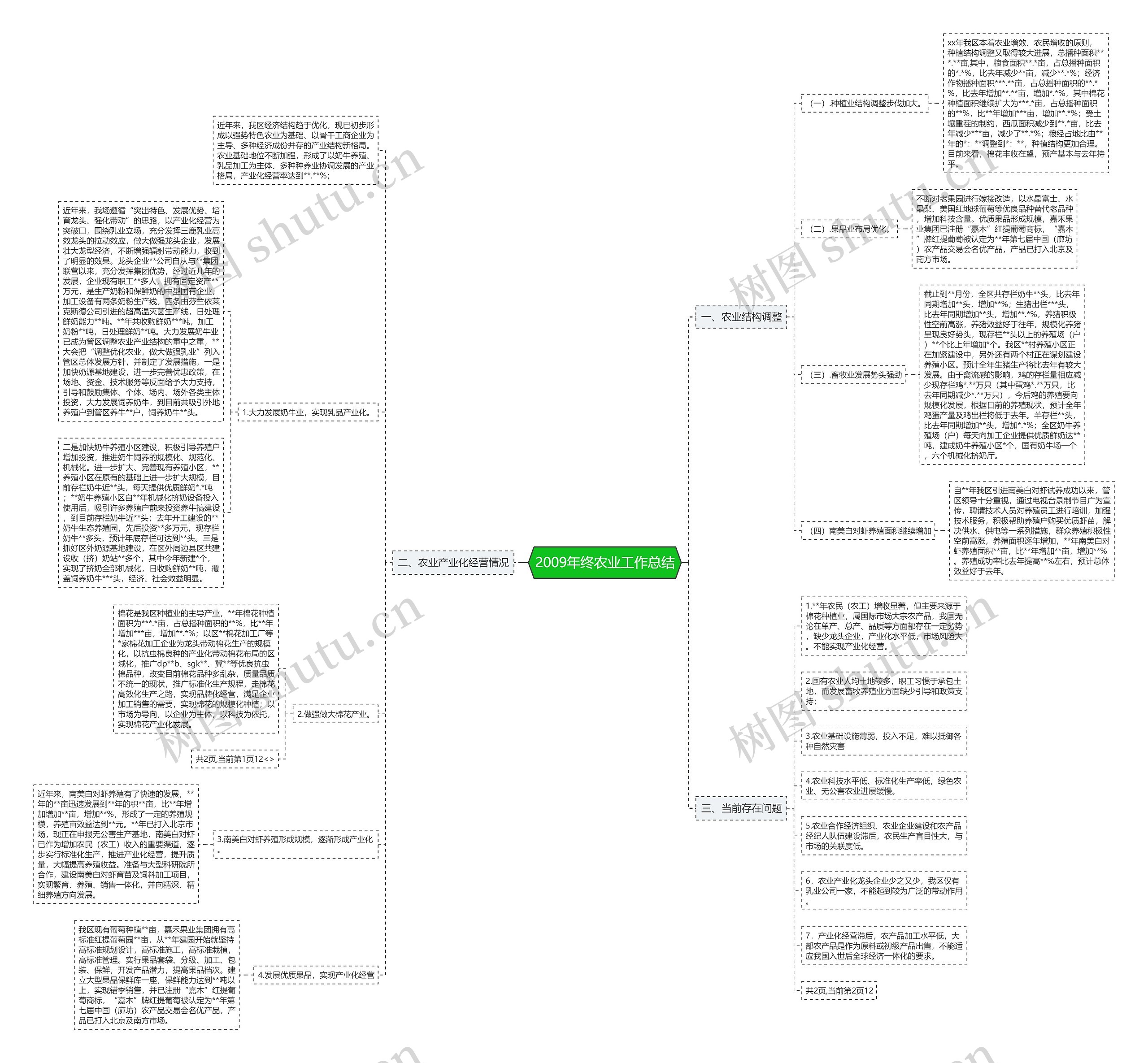 2009年终农业工作总结思维导图