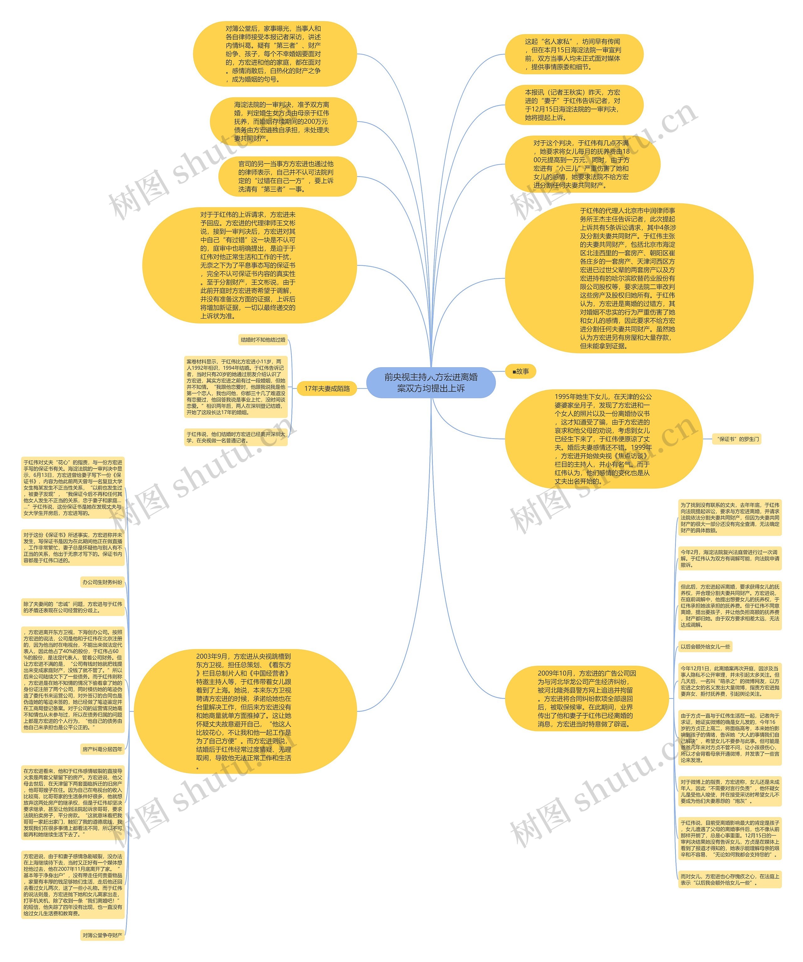 前央视主持人方宏进离婚案双方均提出上诉思维导图