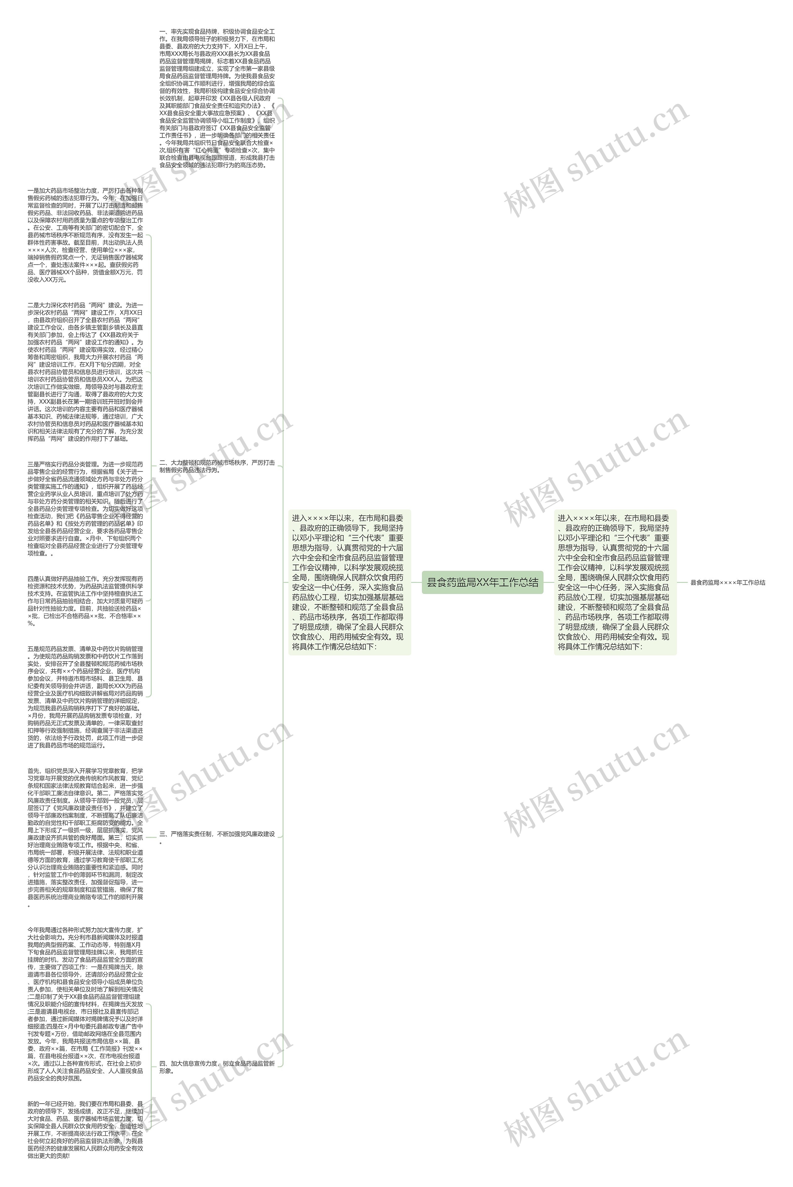 县食药监局XX年工作总结思维导图