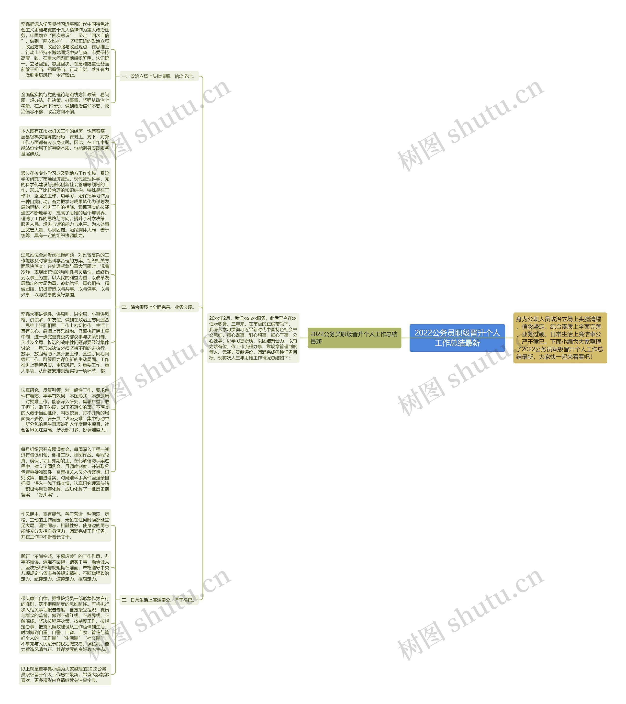 2022公务员职级晋升个人工作总结最新思维导图