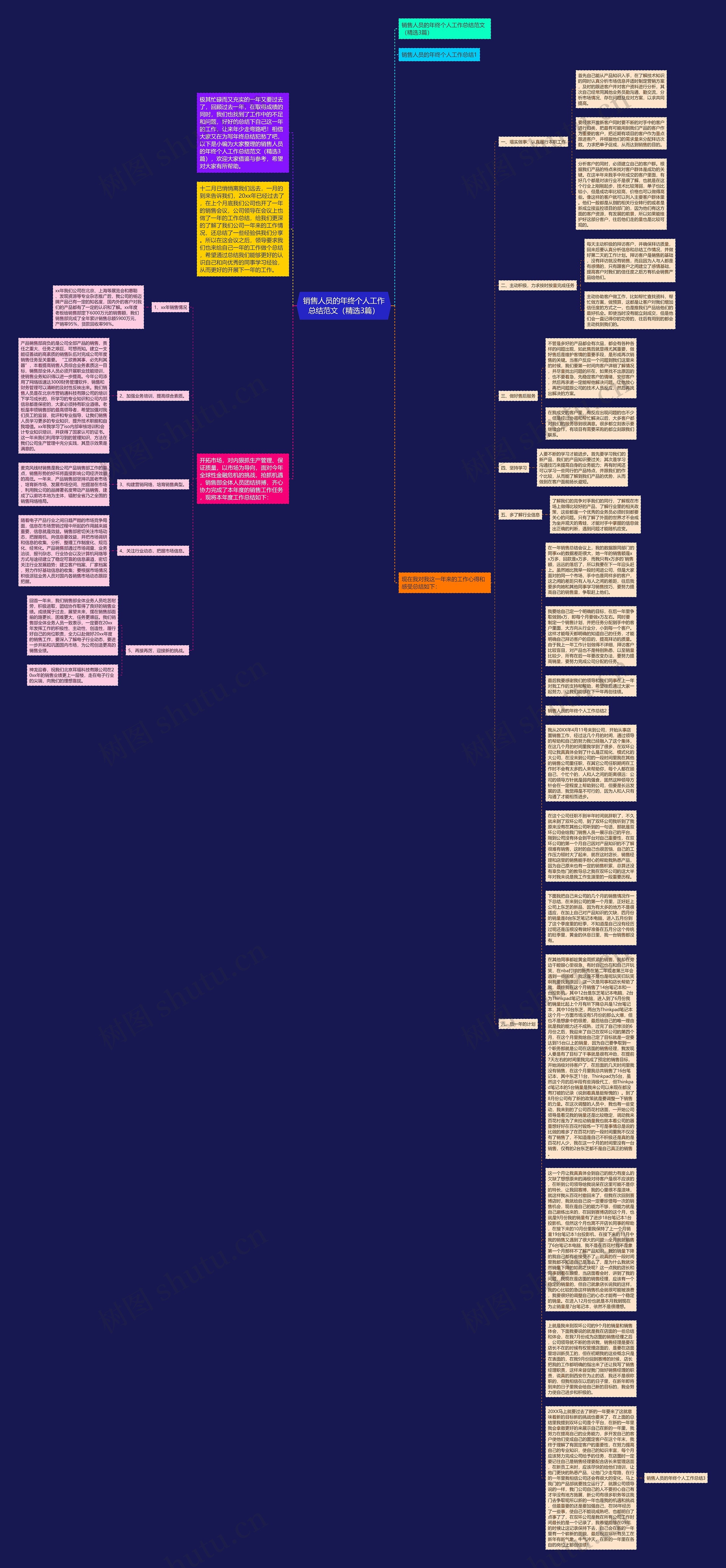 销售人员的年终个人工作总结范文（精选3篇）思维导图