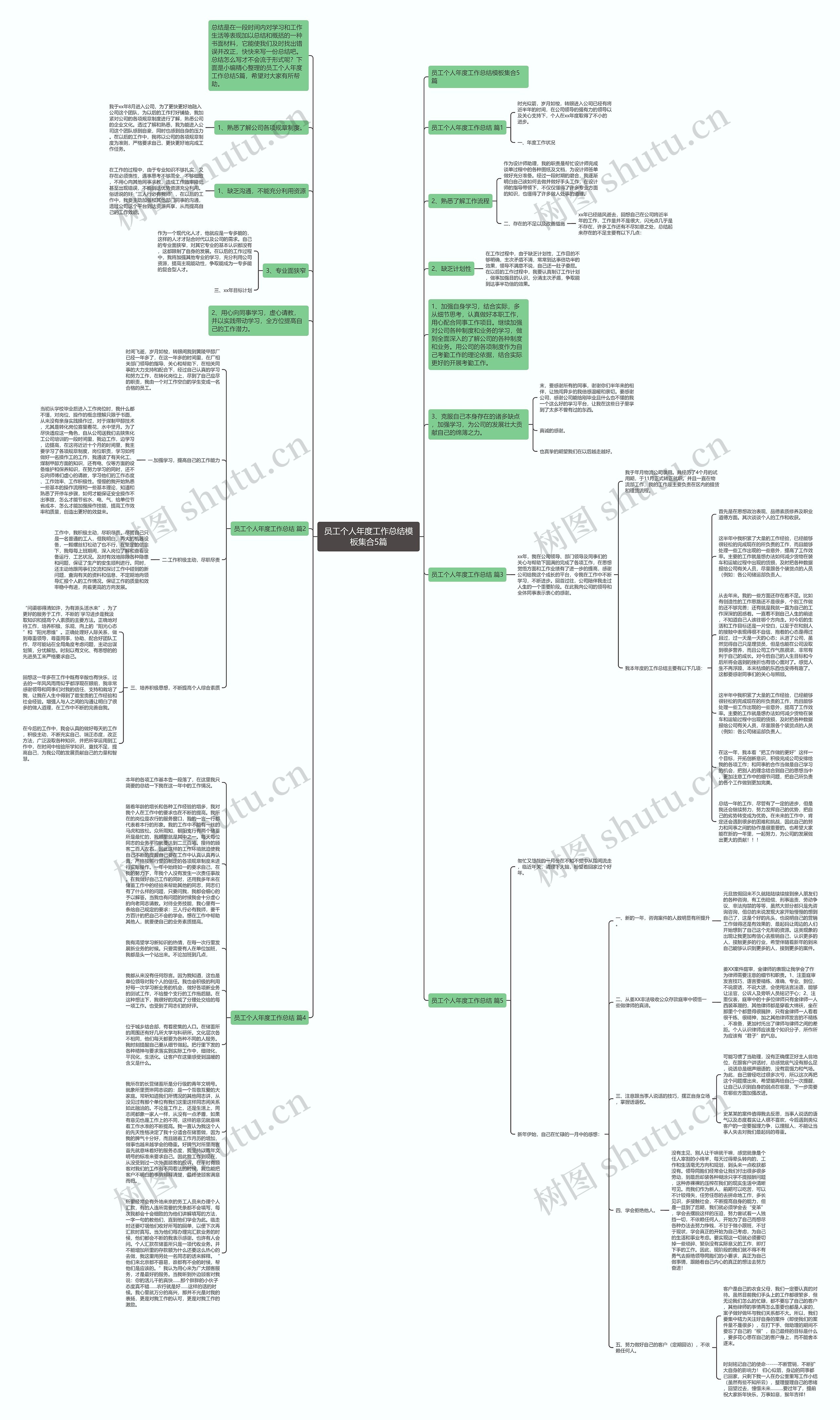 员工个人年度工作总结集合5篇思维导图