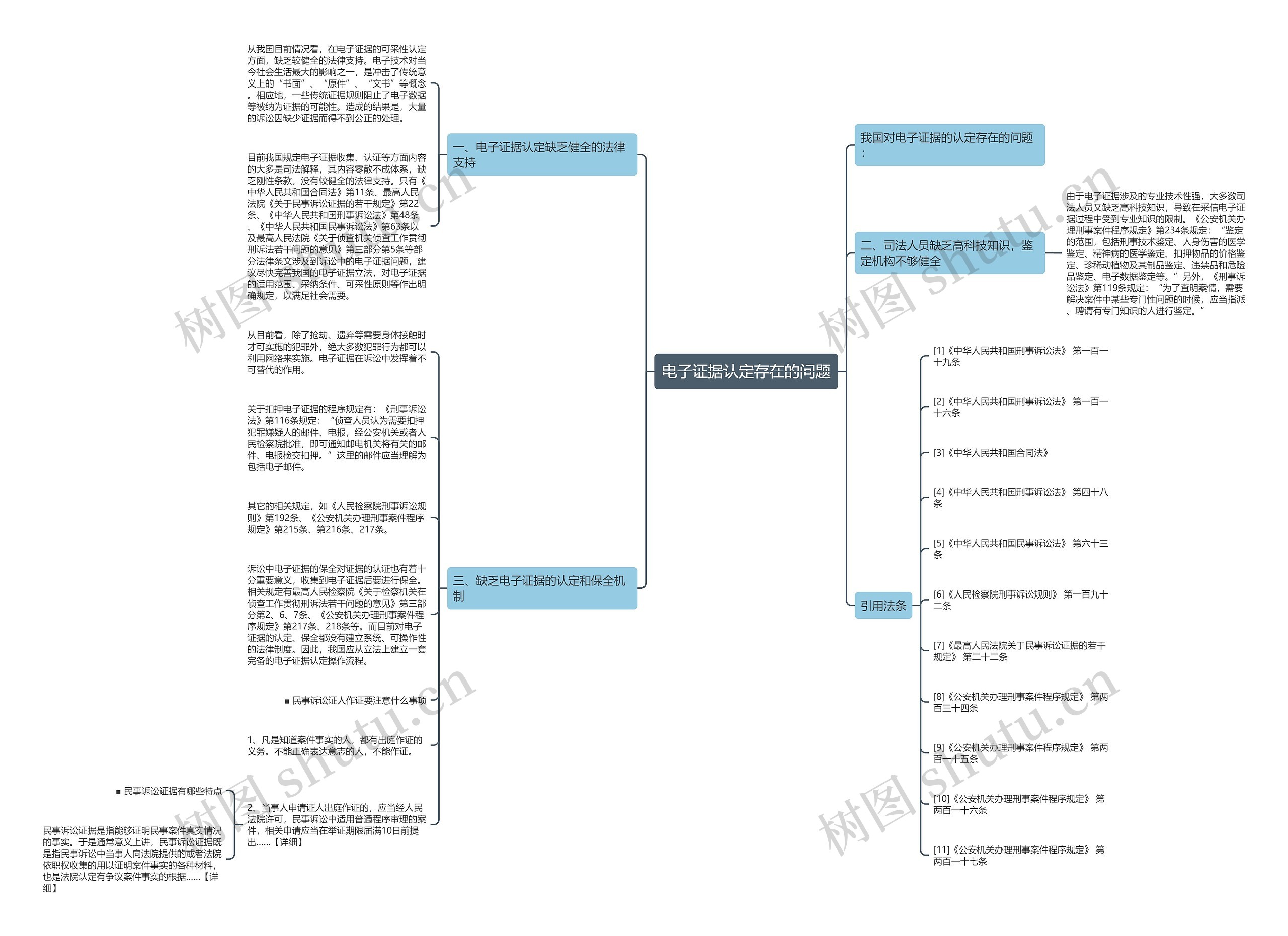 电子证据认定存在的问题思维导图