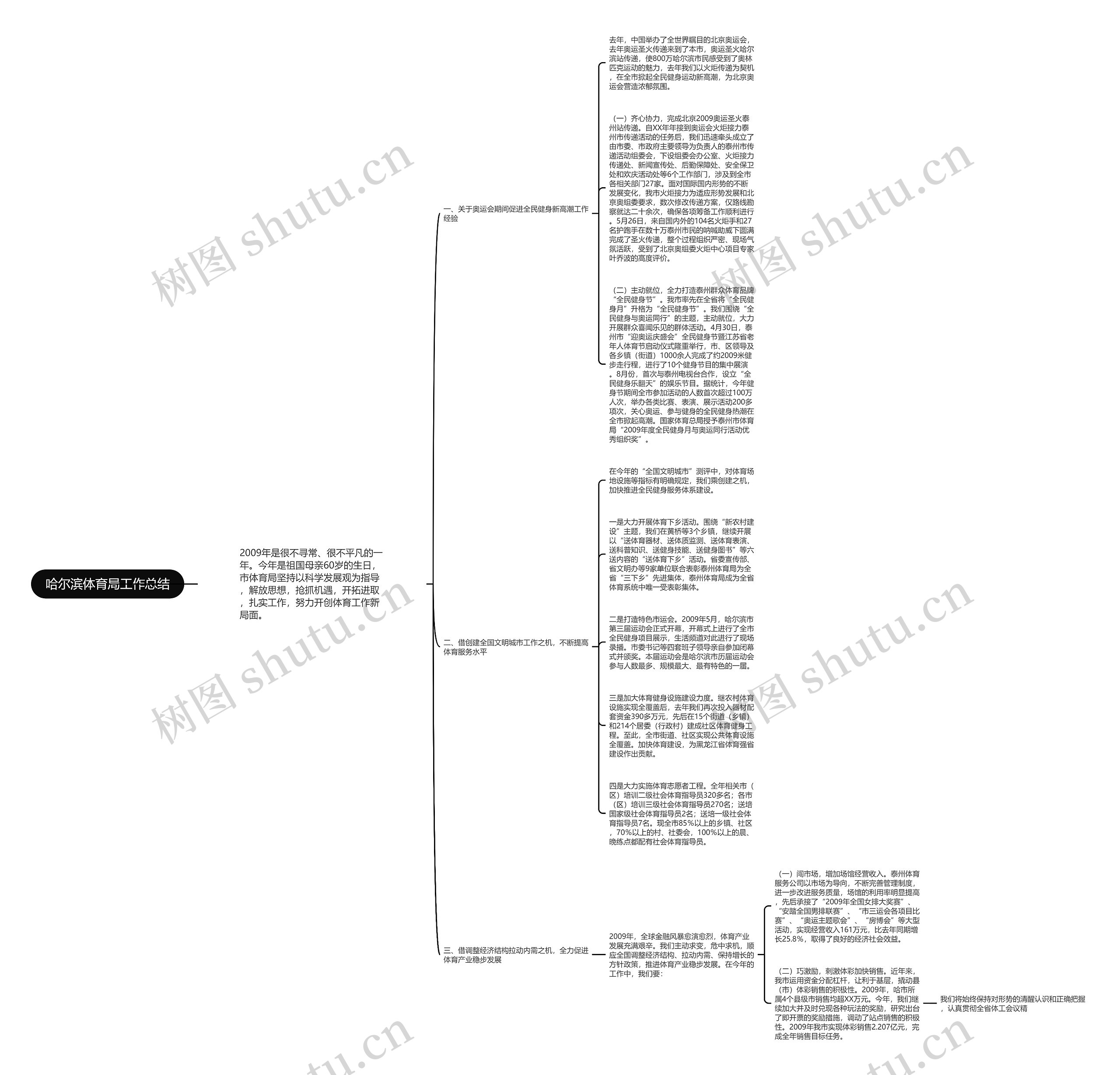 哈尔滨体育局工作总结思维导图