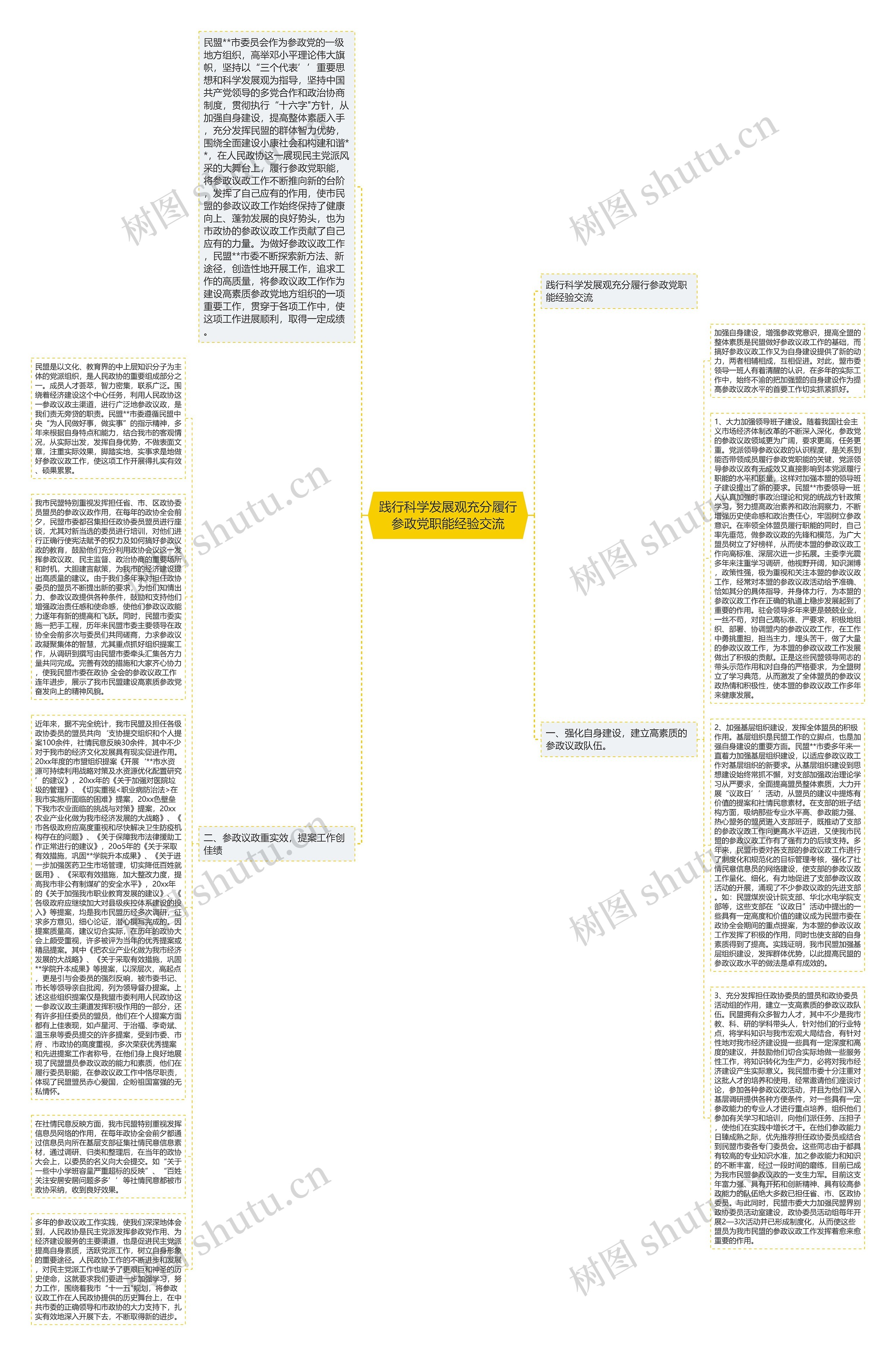 践行科学发展观充分履行参政党职能经验交流思维导图