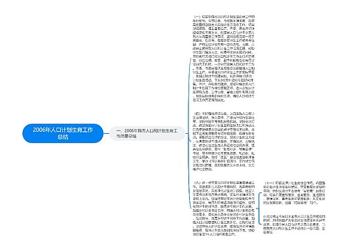 2006年人口计划生育工作总结