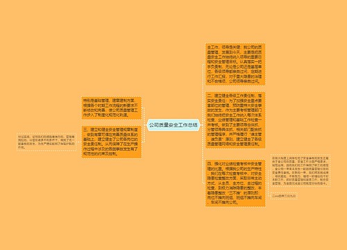 公司质量安全工作总结