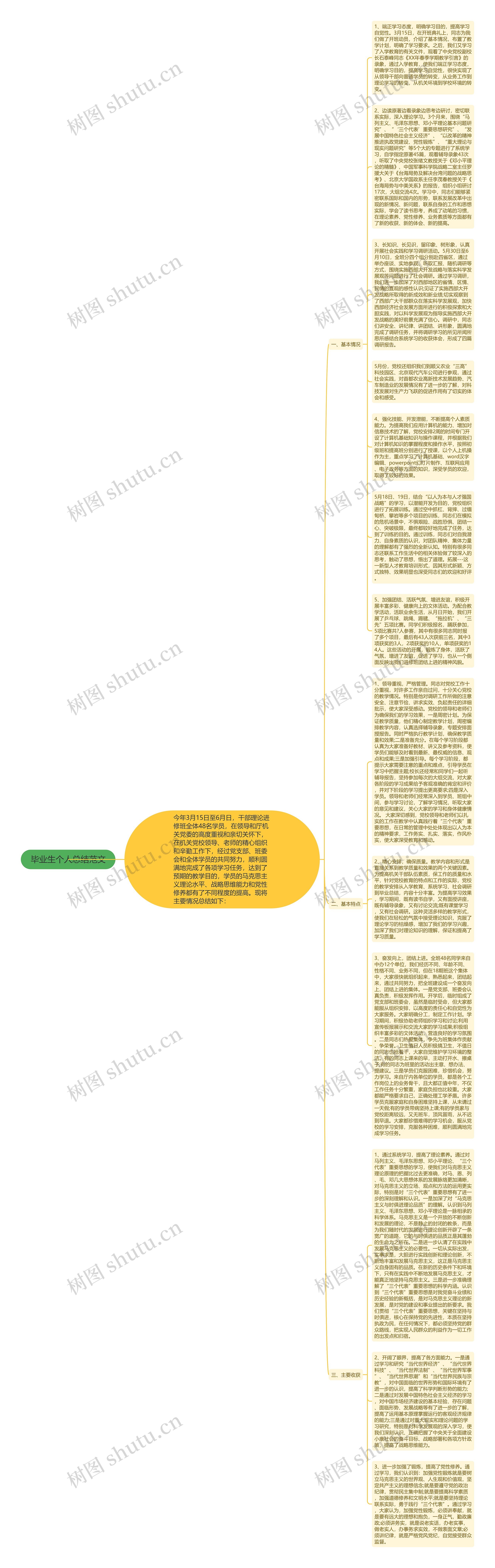 毕业生个人总结范文思维导图